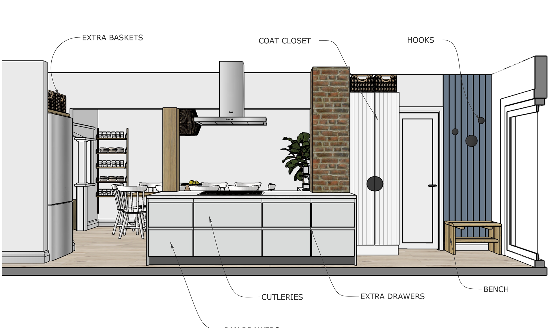 Kitchen with Backyard Entrance