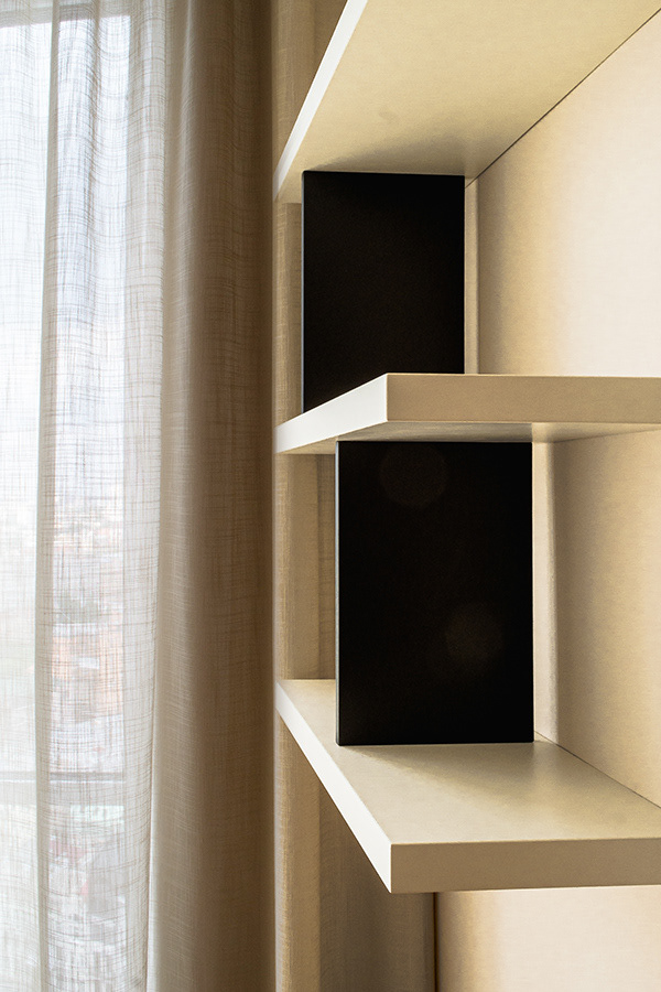 black & white wall shelves