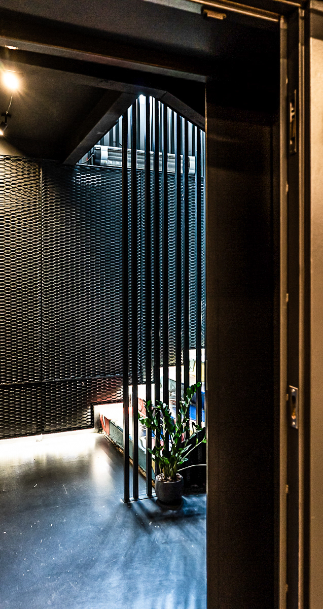 metal structure at stairway