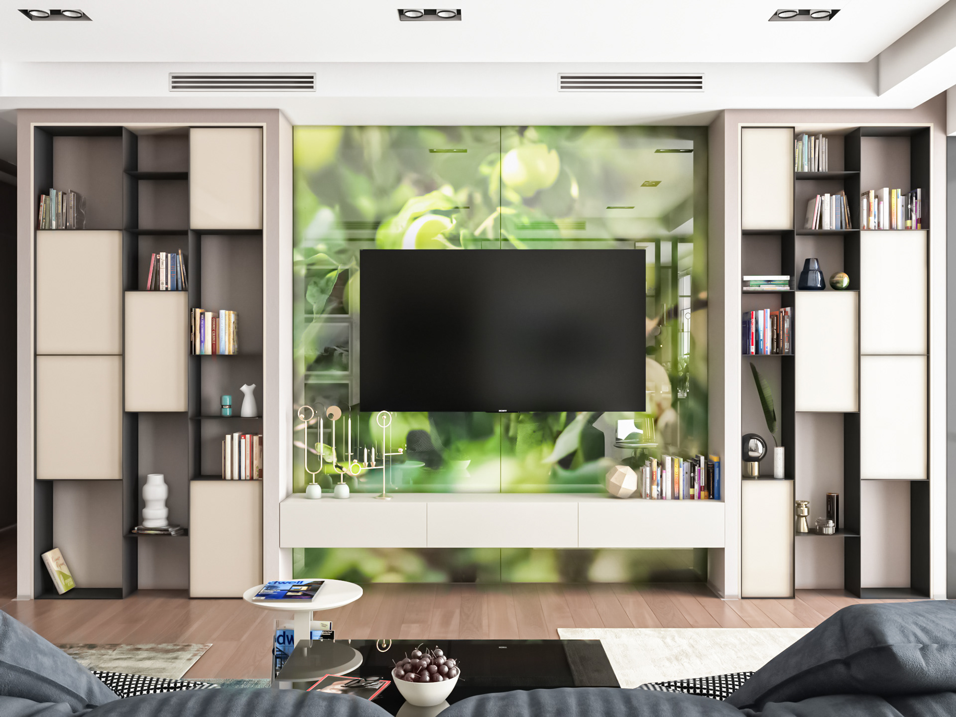 living room 3d with decor