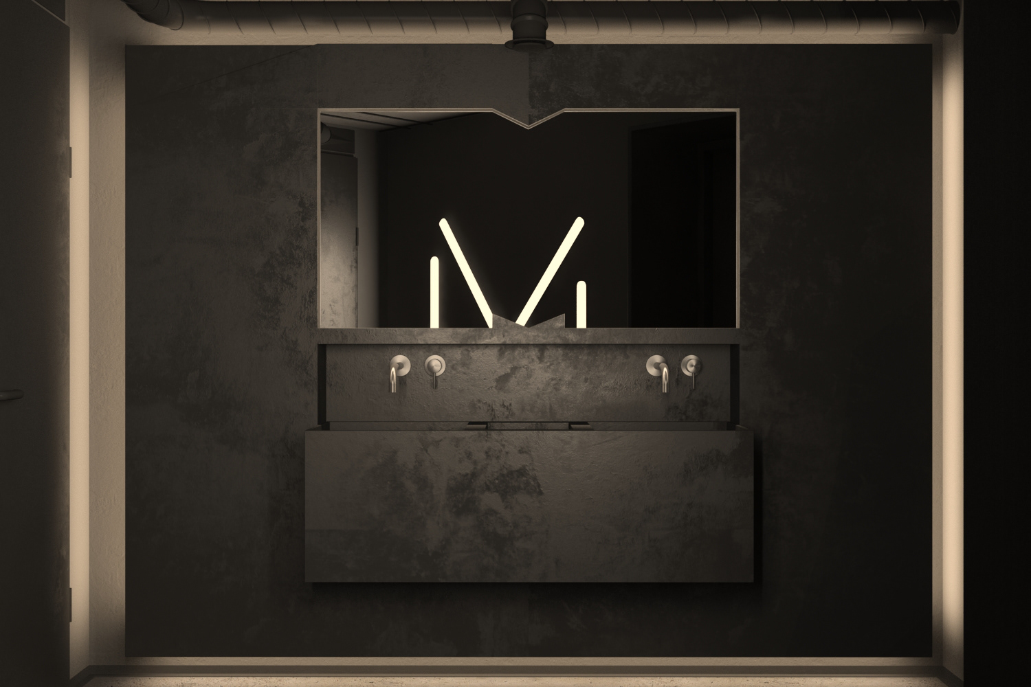 dark washroom in studio