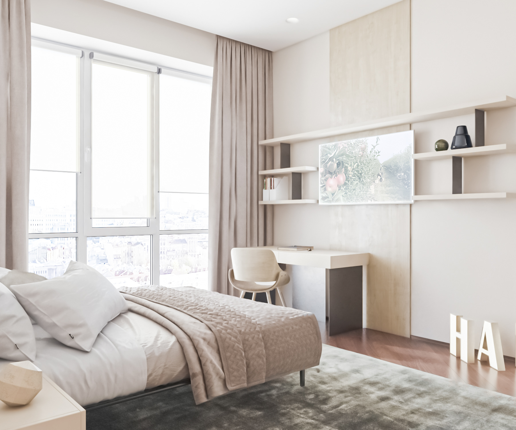 second bedroom 3d vizualization