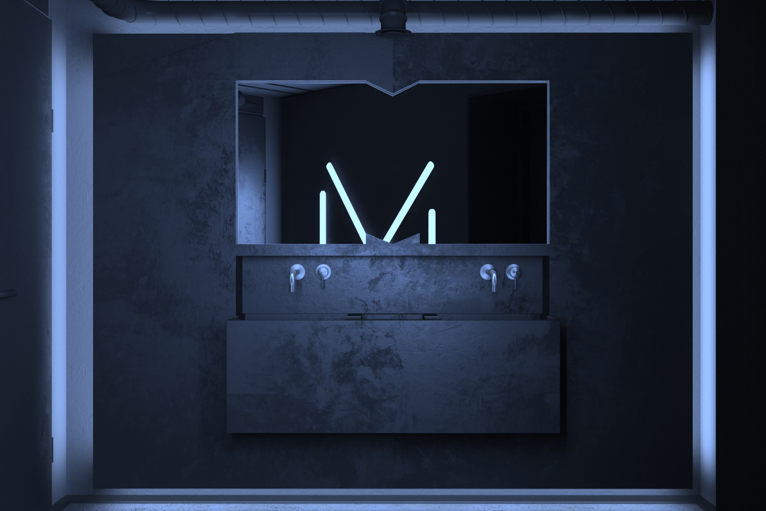 dark washroom in studio