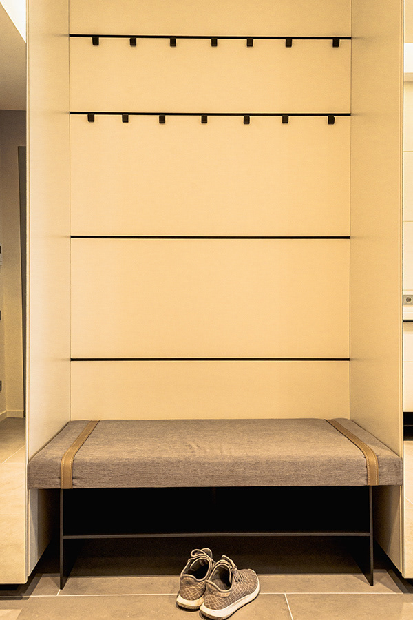 bench with a shoe storage