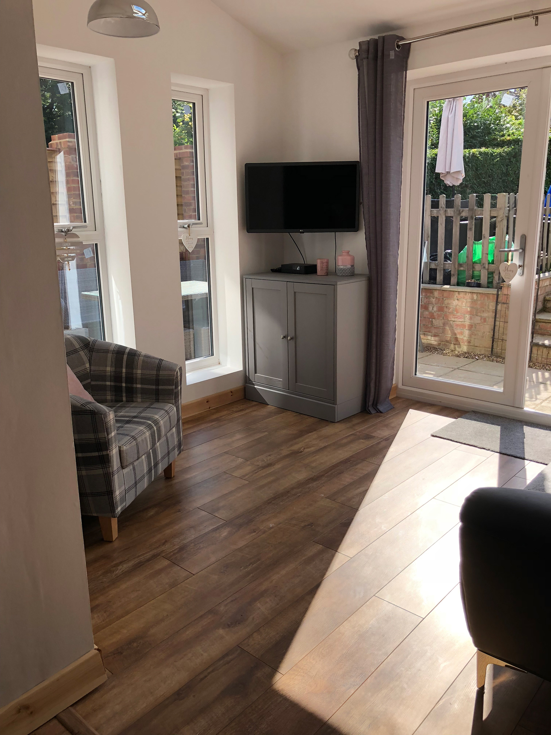 A view from inside the finished extension.