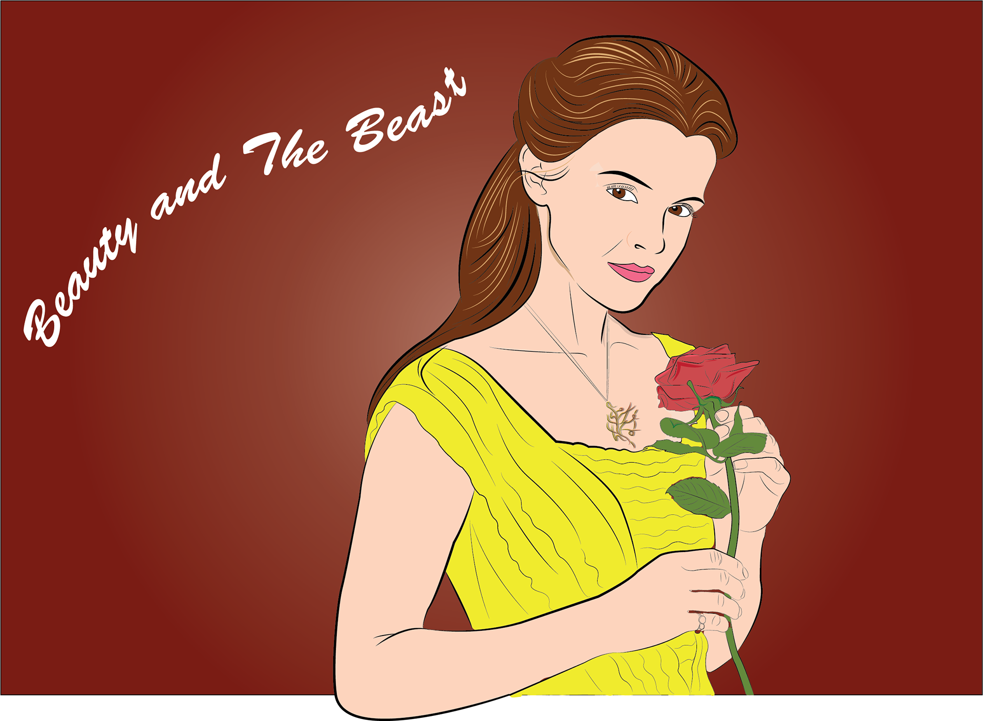Ilustración realizada a partir de una imagen de Bella (Emma Watson) de La Bella y La Bestia