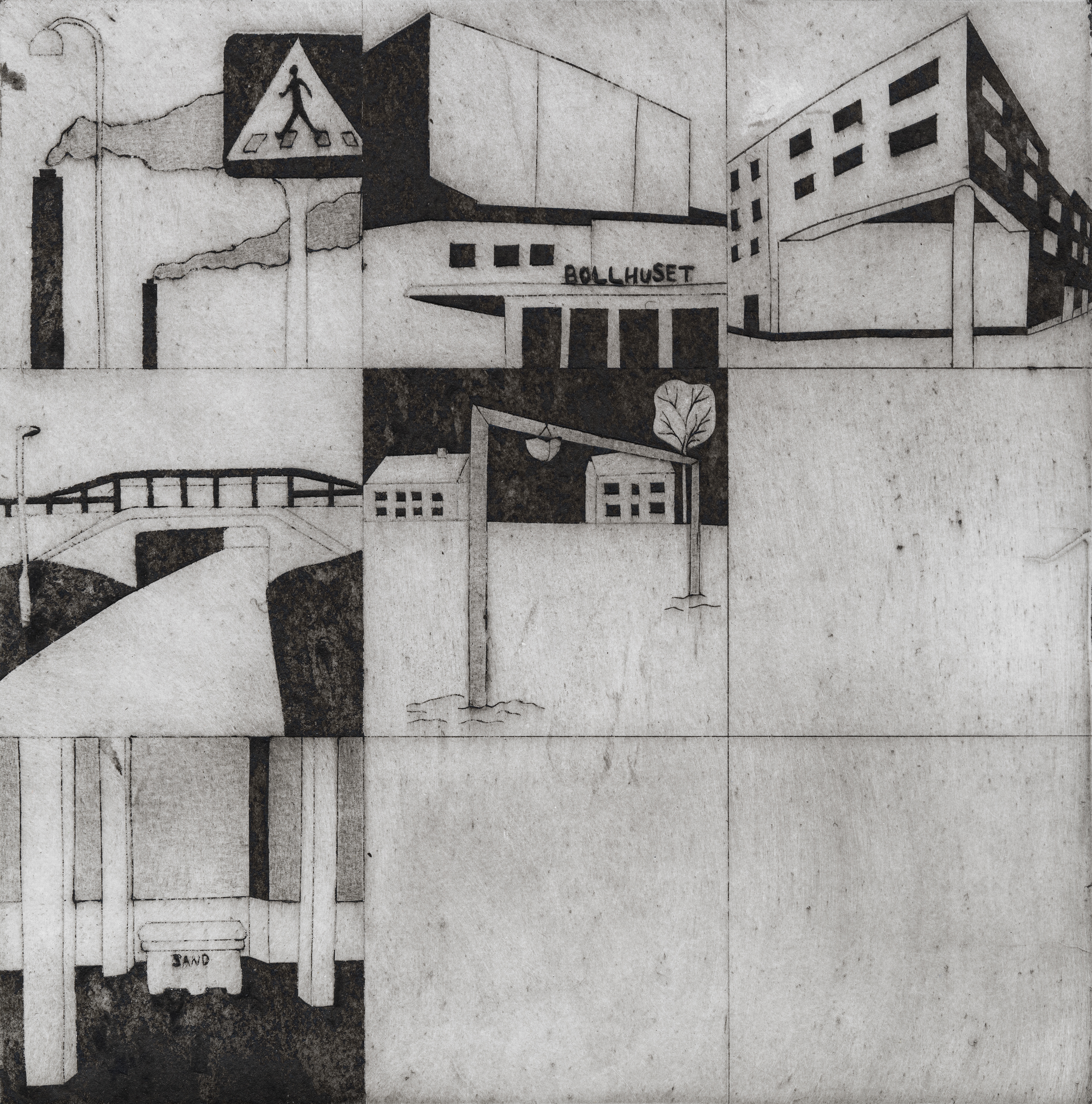 Tolkning av Eskilstuna (2023) Collagraphy