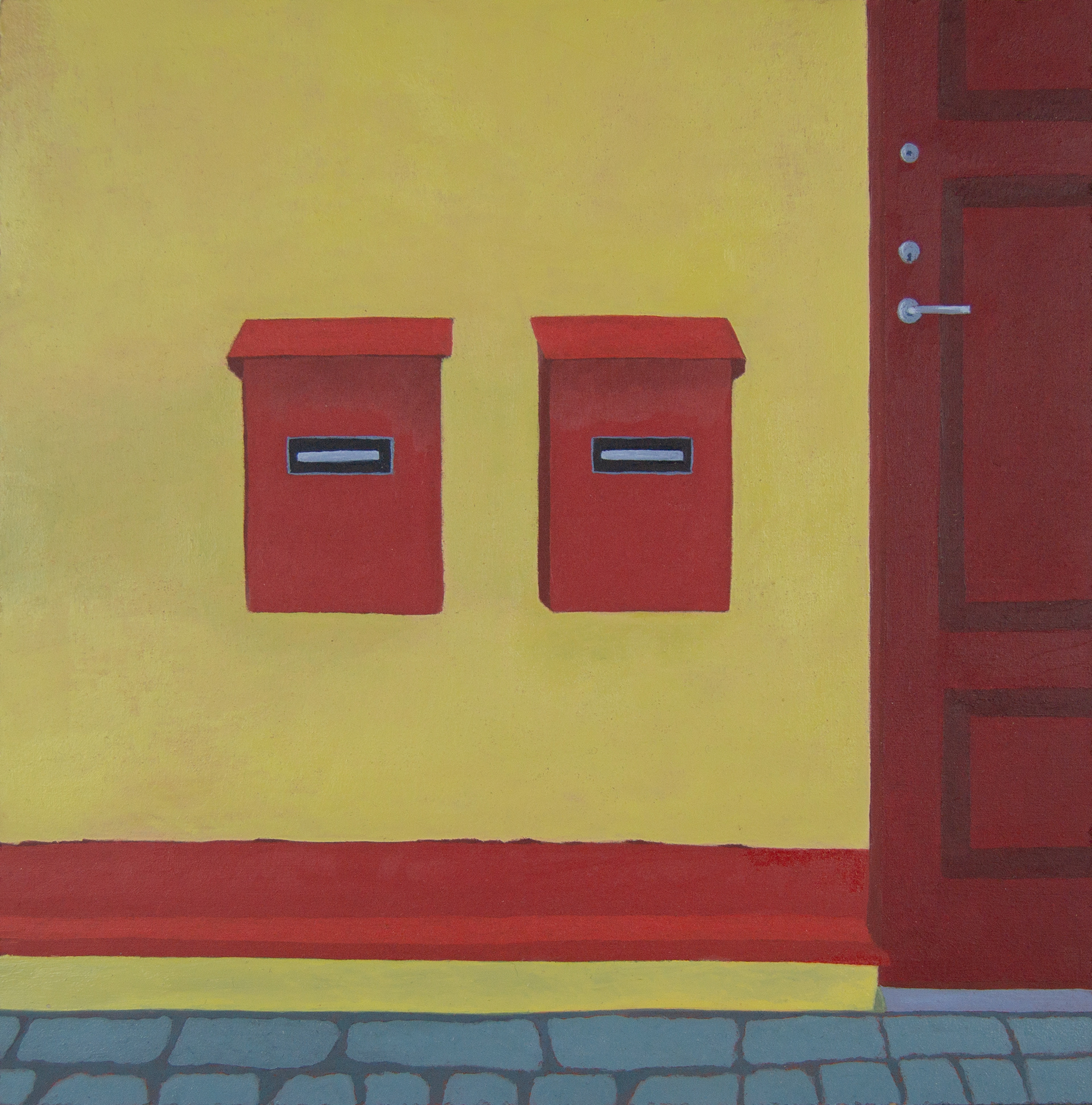 Två mottagare (2023) 20 x 20 cm, Oli on MDF, SOLD