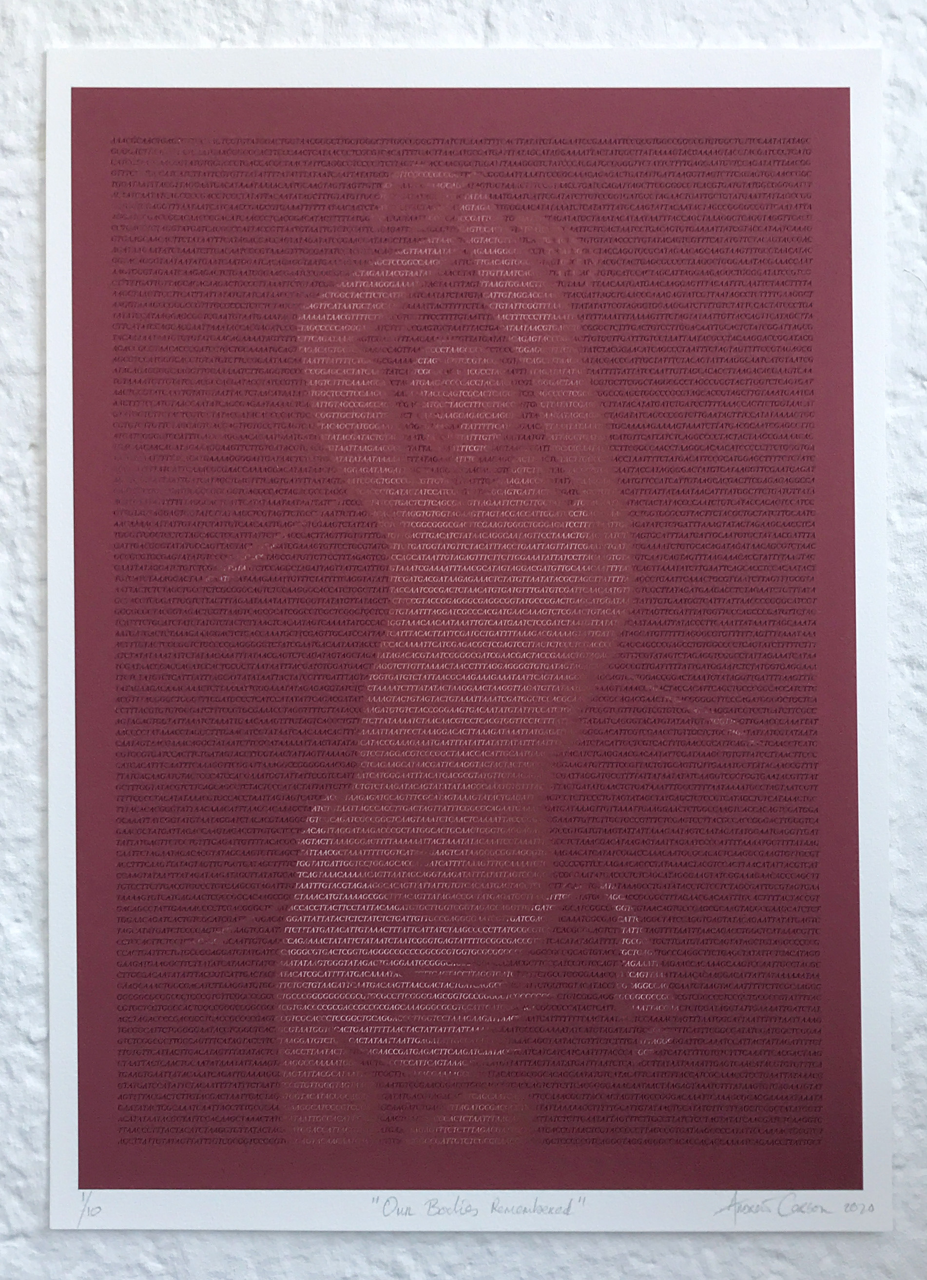 "Our Bodies Remembered", 2020 Archival Print on Arches' Aquarelle Rag, 29.7cm x 41cm Edition of 10, signed and numbered