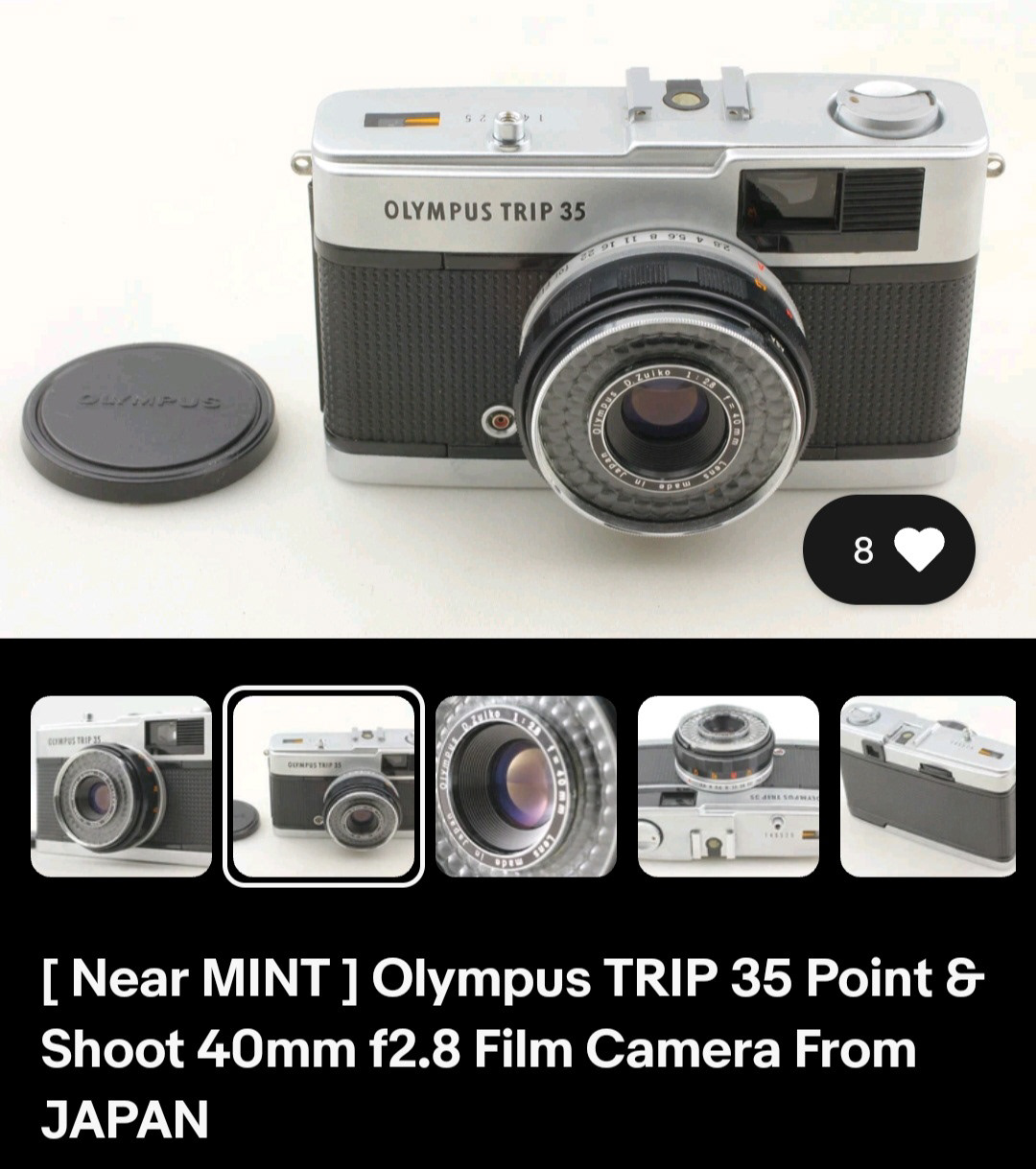 A screenshot of an Ebay listing for the Olympus Trip 35 film camera. 