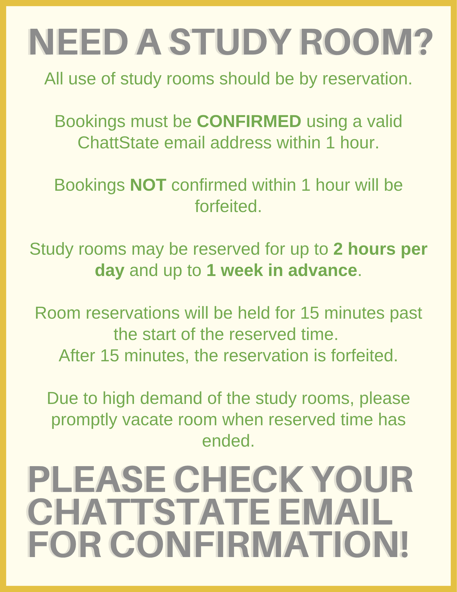 Study Room Signage Policies 