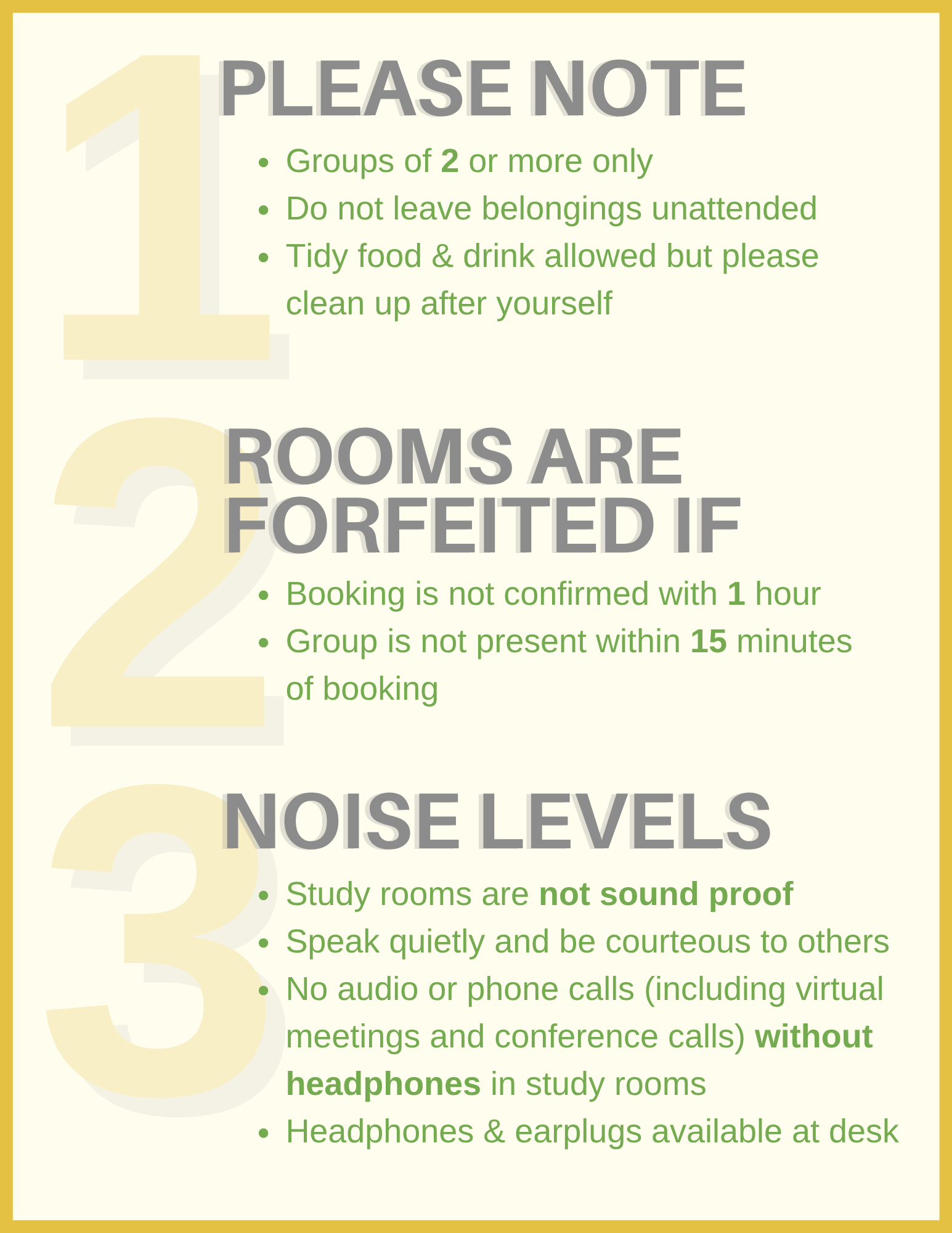 Study Room Signage Policies 
