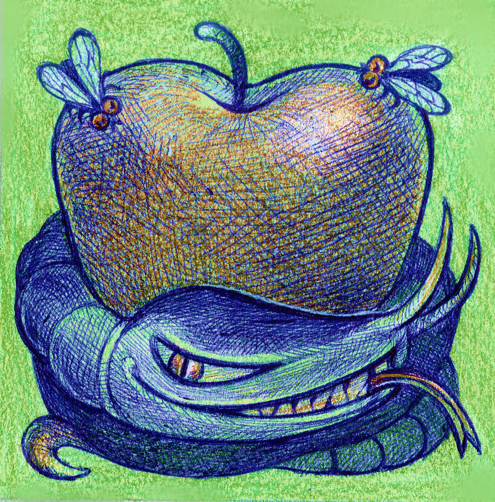 The Serpent in the Garden of Eden, which tempted Adam and Eve to eat the Forbidden Fruit of Knowledge, is sometimes compared to a worm.
