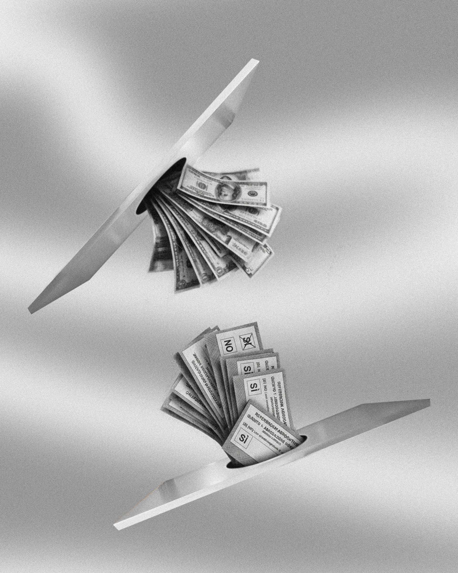 Digital artwork · Original photography · Creativity enhanced by AI (Money and votes)