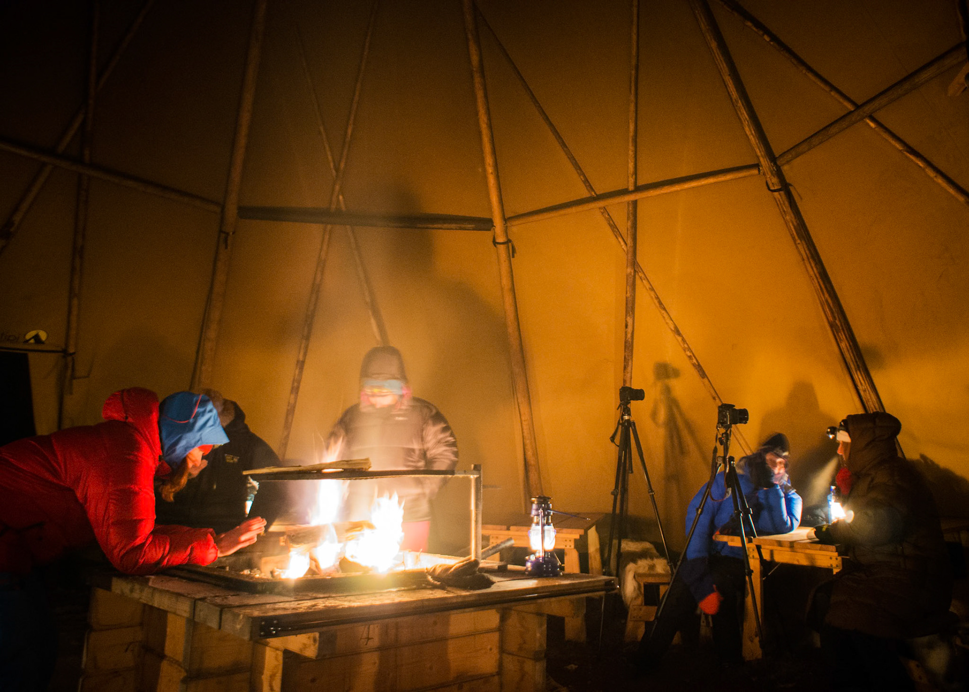 Warming up inside the teepee
