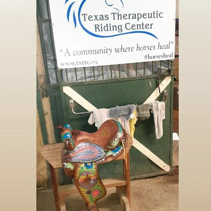 Painted Saddle for Texas Therapeutic Riding Center. Was sold in auction to benefit their mission