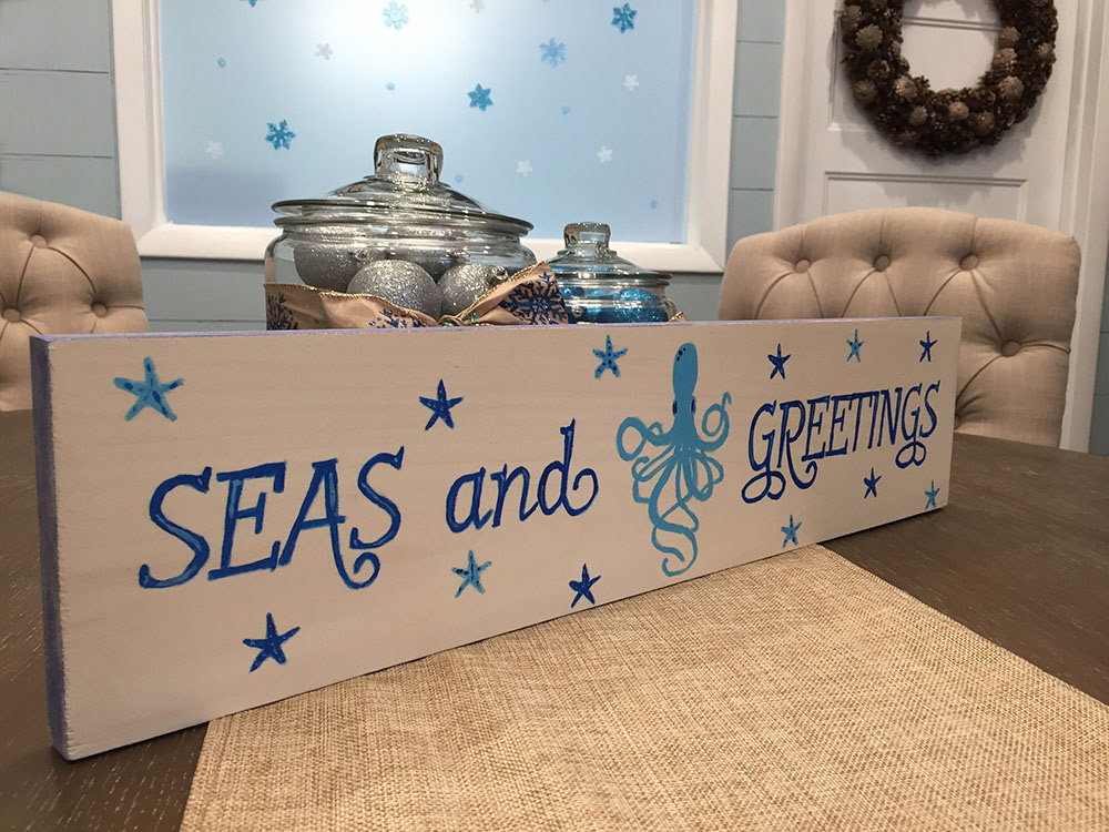 Seas and Greetings Sign, Seas and Greetings Decor, Coastal Christmas Decor, Coastal Christmas, Coastal Christmas Gift, Beachy Christmas, Beachy Christmas Gift, Handmade Coastal Christmas Gift, 