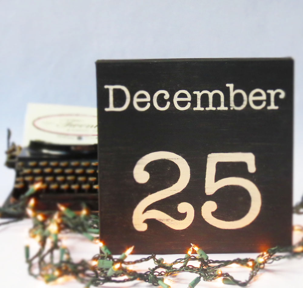 December 25th, Calendar Art, Christmas Canvas, Christmas Decor, Christmas Gift, Handpainted Christmas Art