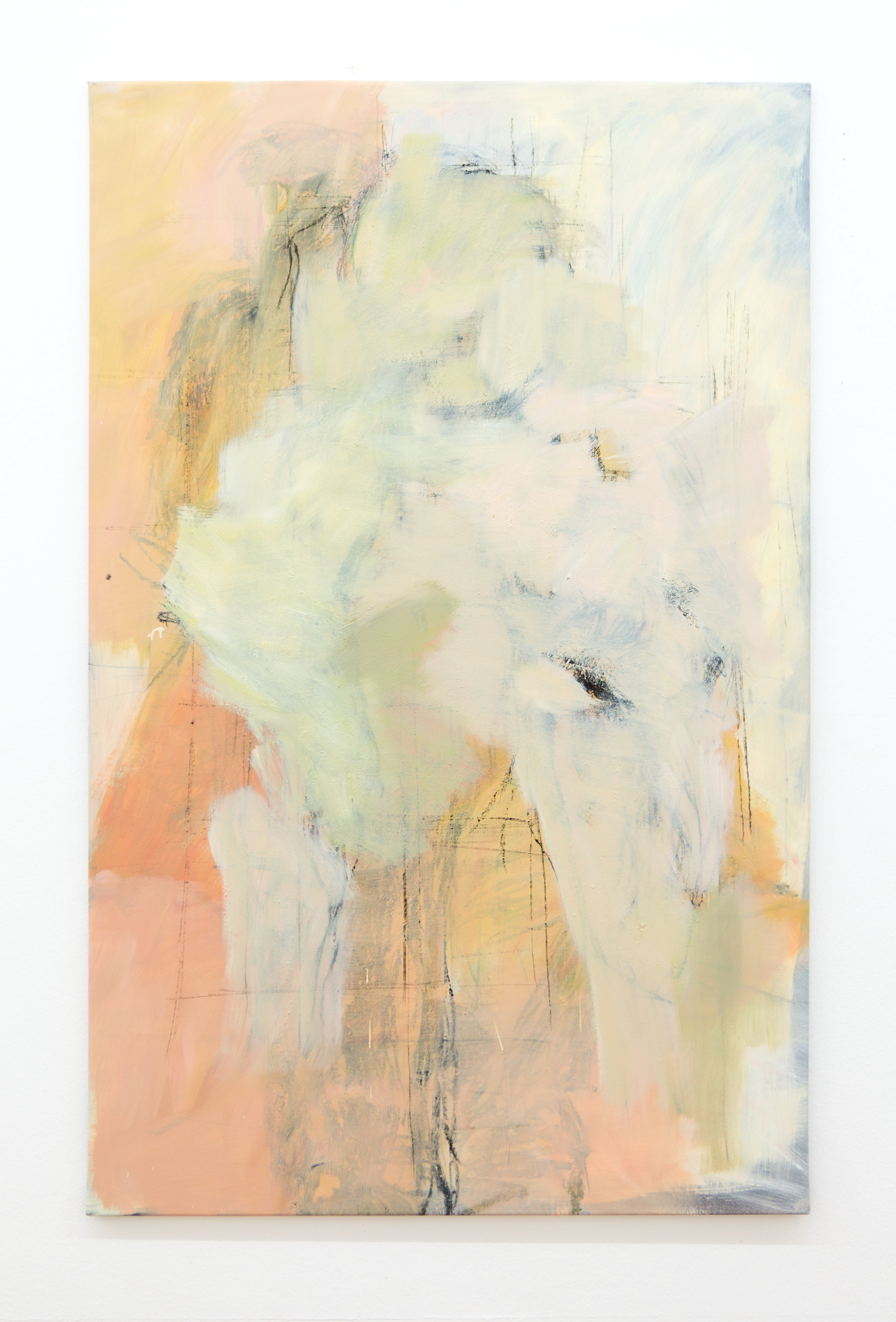 Muro III, 155 x 100 cm acrilico, olio y carbonilla sobre tela, 2017.