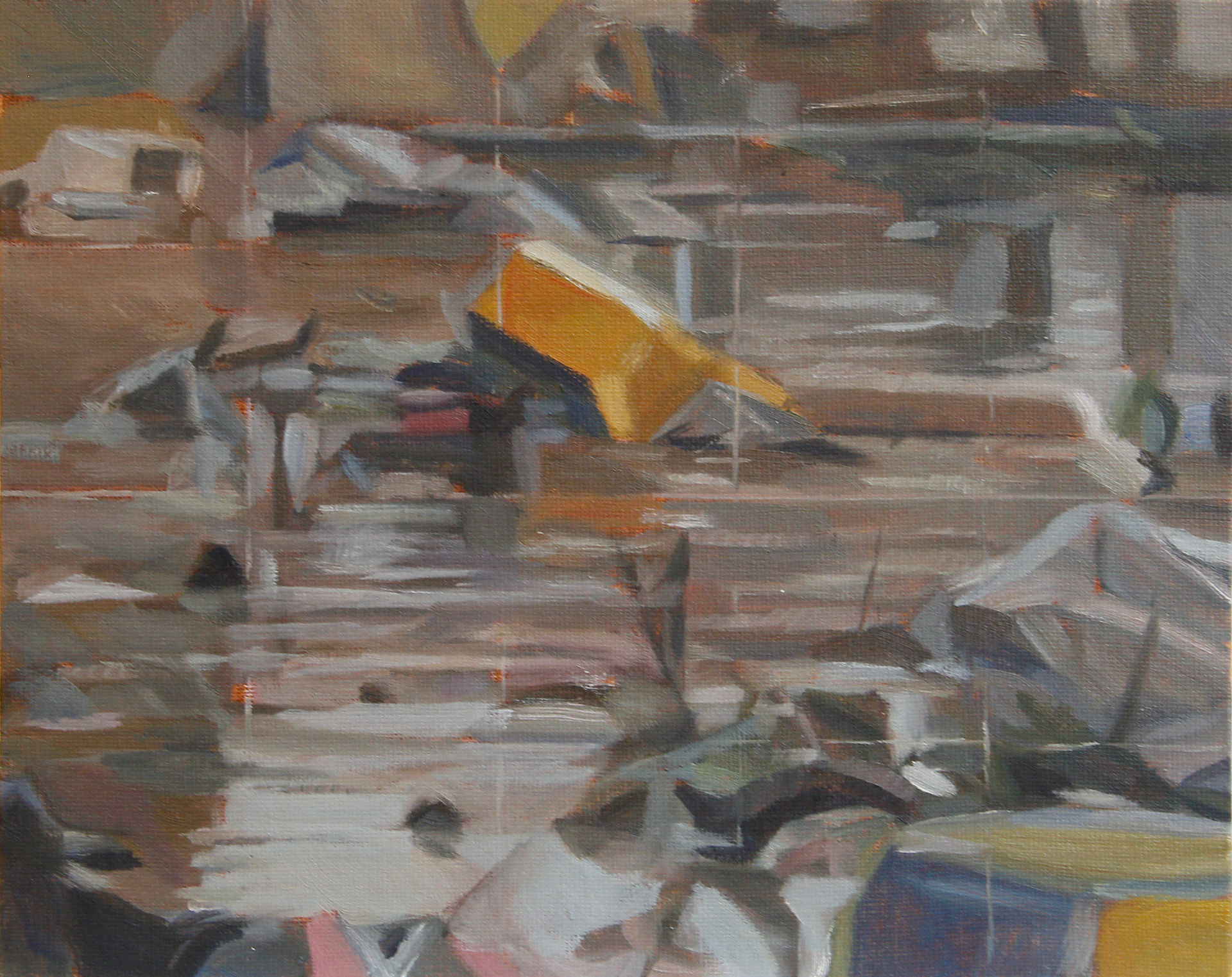 Declive, (tríptico) 20 x 25 cm, óleo sobre cartón entelado, 2025.