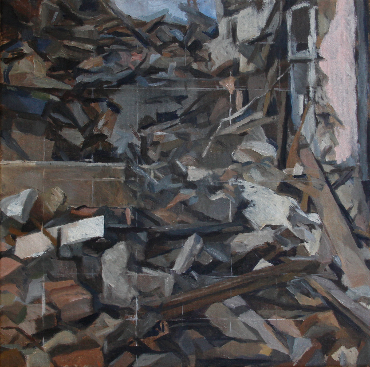Ruinas (díptico), 40 x 40 cm, óleo sobre tela, 2024