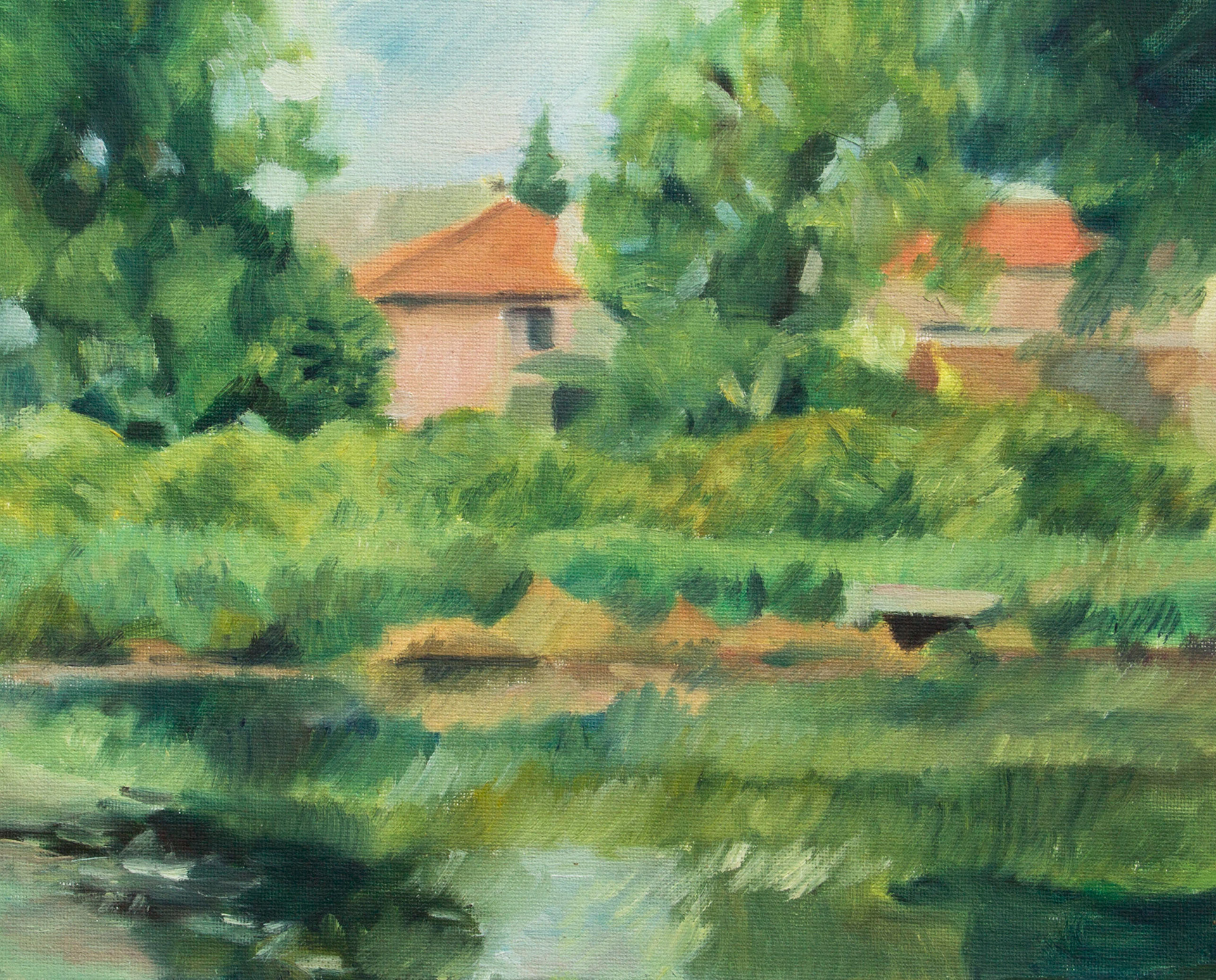 Suburbio II, 30 x 24 cm, olio sobre cartón entelado, 2022.