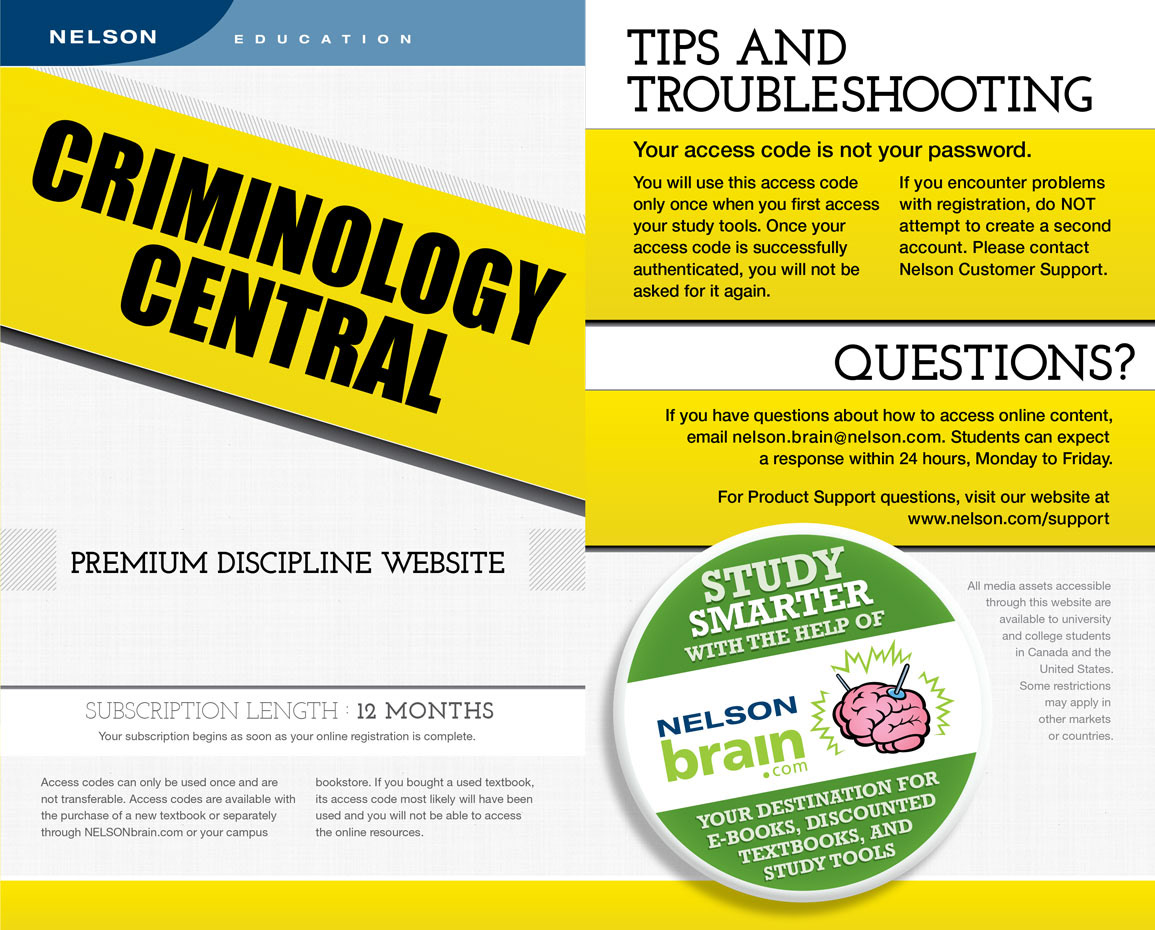 Nelson Criminology Central Access Card