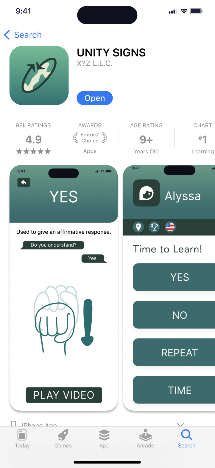 App Store Page for Unity Signs Render