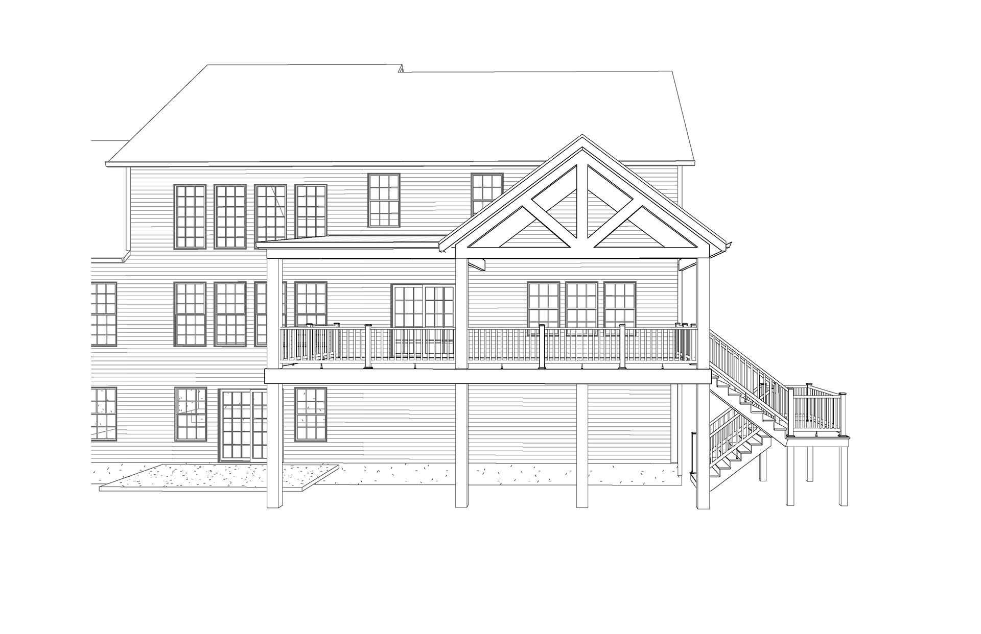 Rear Perspective of the Sinclair Residence and the attached covered deck, Jack Tucker, Jeff Day & Associates