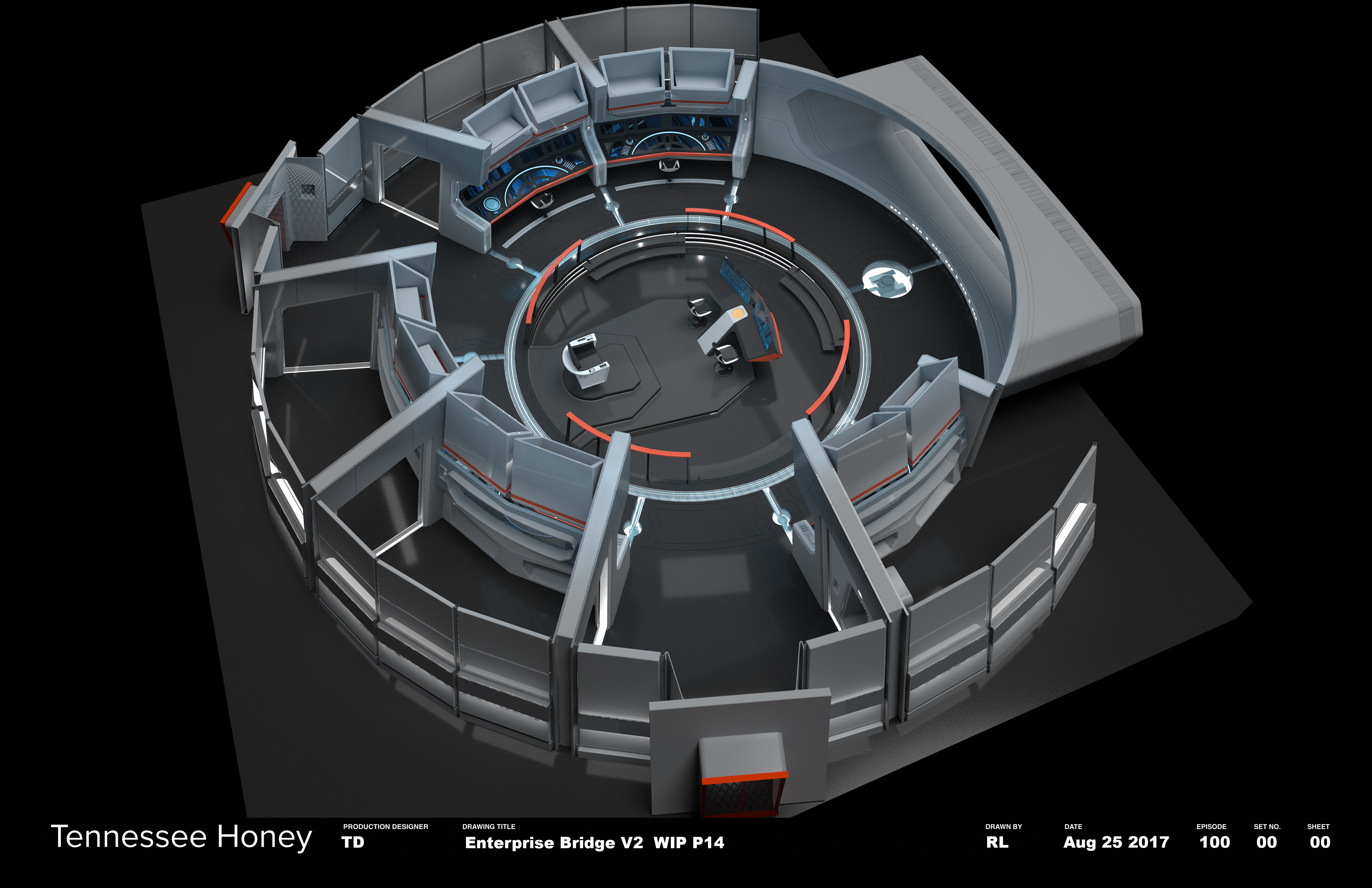 ST Discovery Season 1 : Preliminary Work USS Enterprise Bridge with Wrap Around Corridor