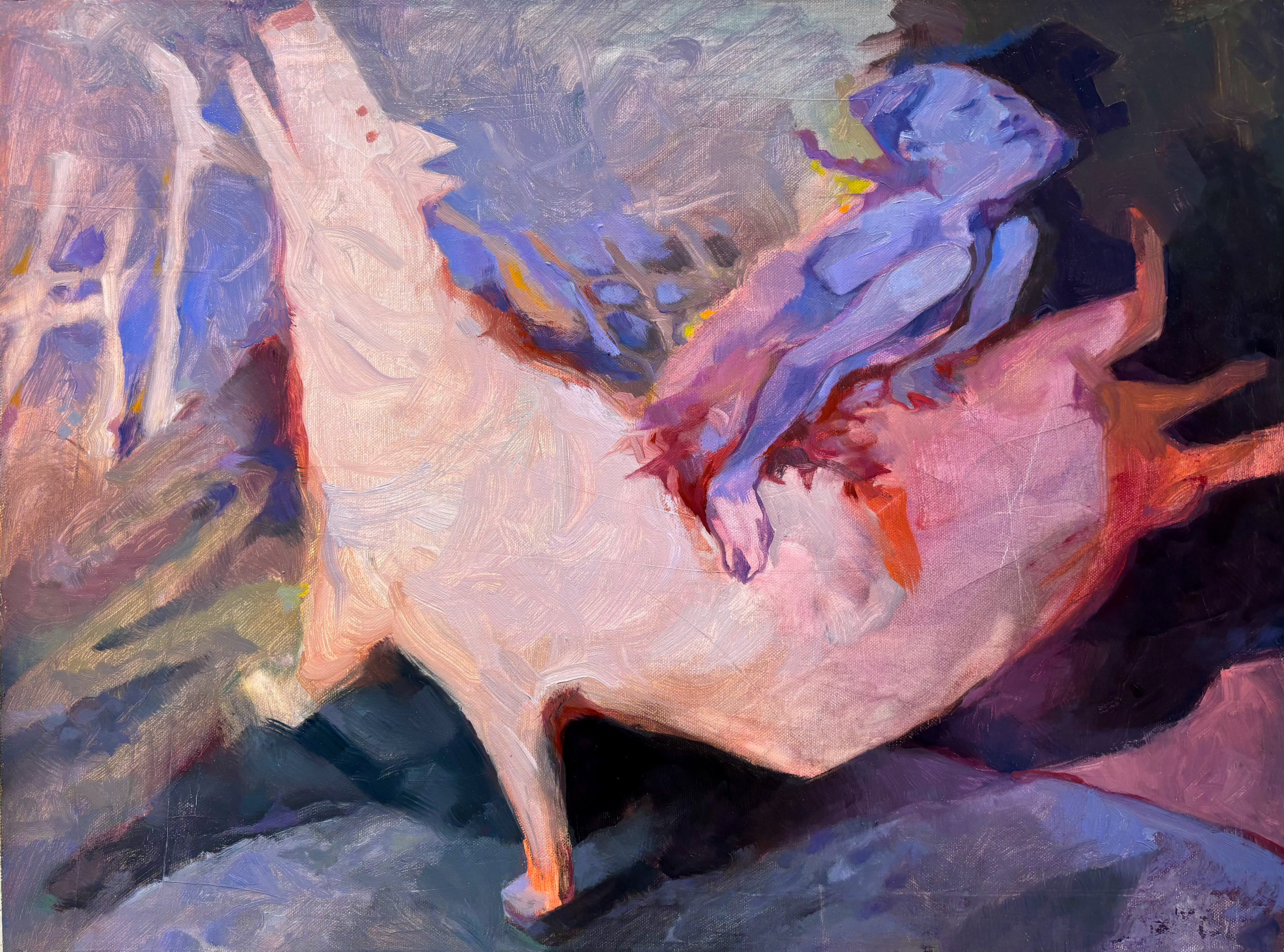 if my wish came true and my dream of doggiehood was no longer, 18 x 24 oil on canvas