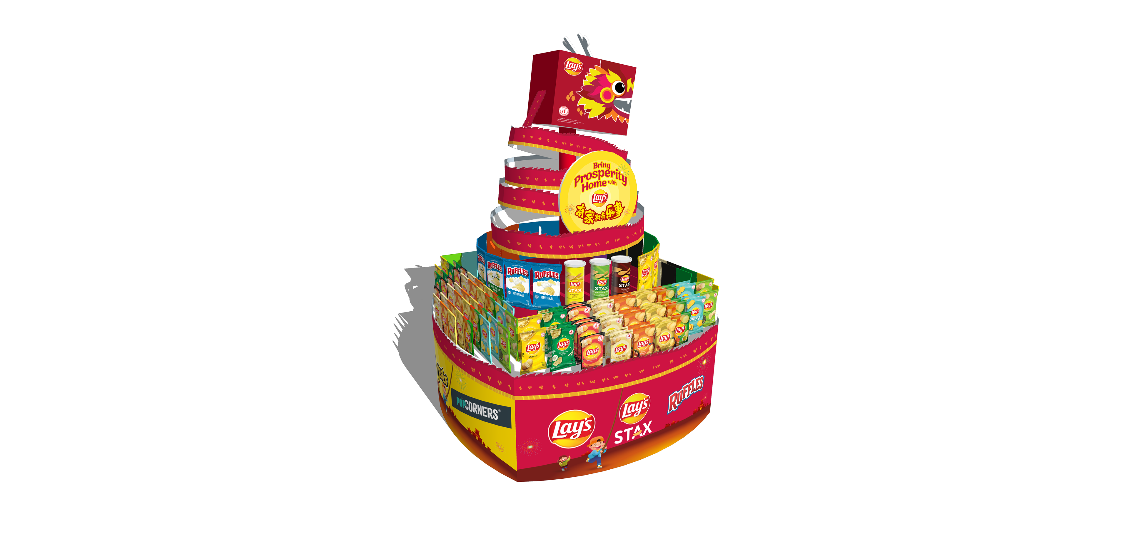 The block display — Lay's positioned as the shareable snack worth putting in the bowl when guests come over.