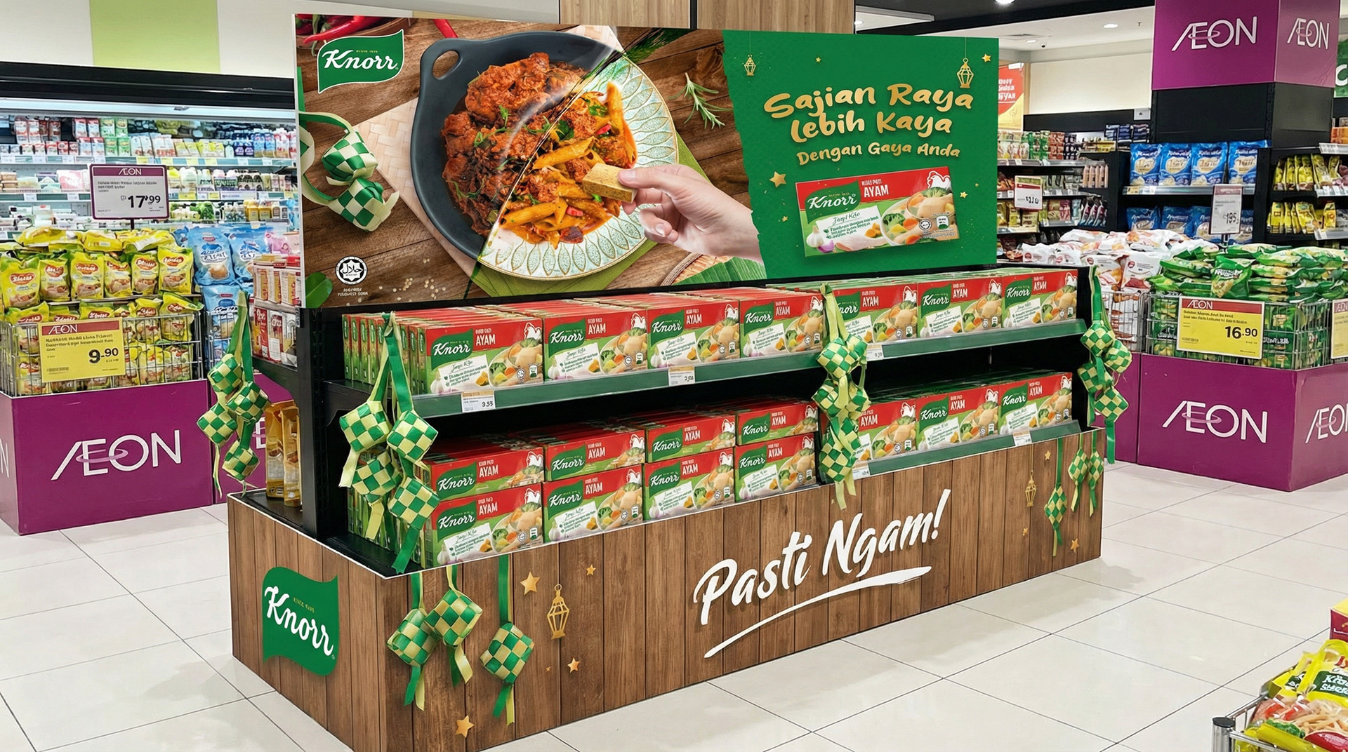 Knorr Raya 2023 in-store POSM and retail display — festive food FMCG shopper marketing Kuala Lumpur