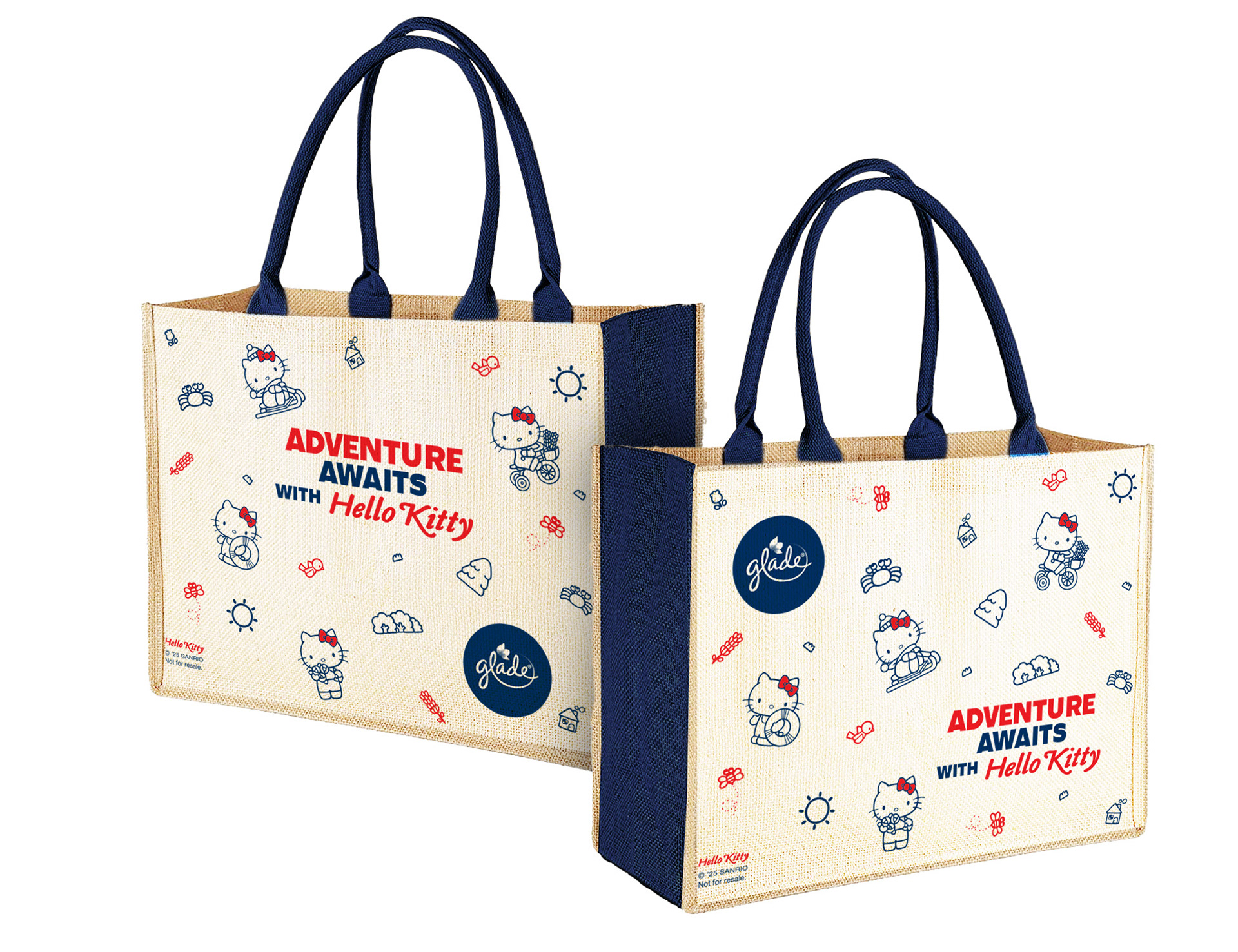 The jute tote reverse — fine line-art scenes carrying the Adventure narrative in a more considered register.