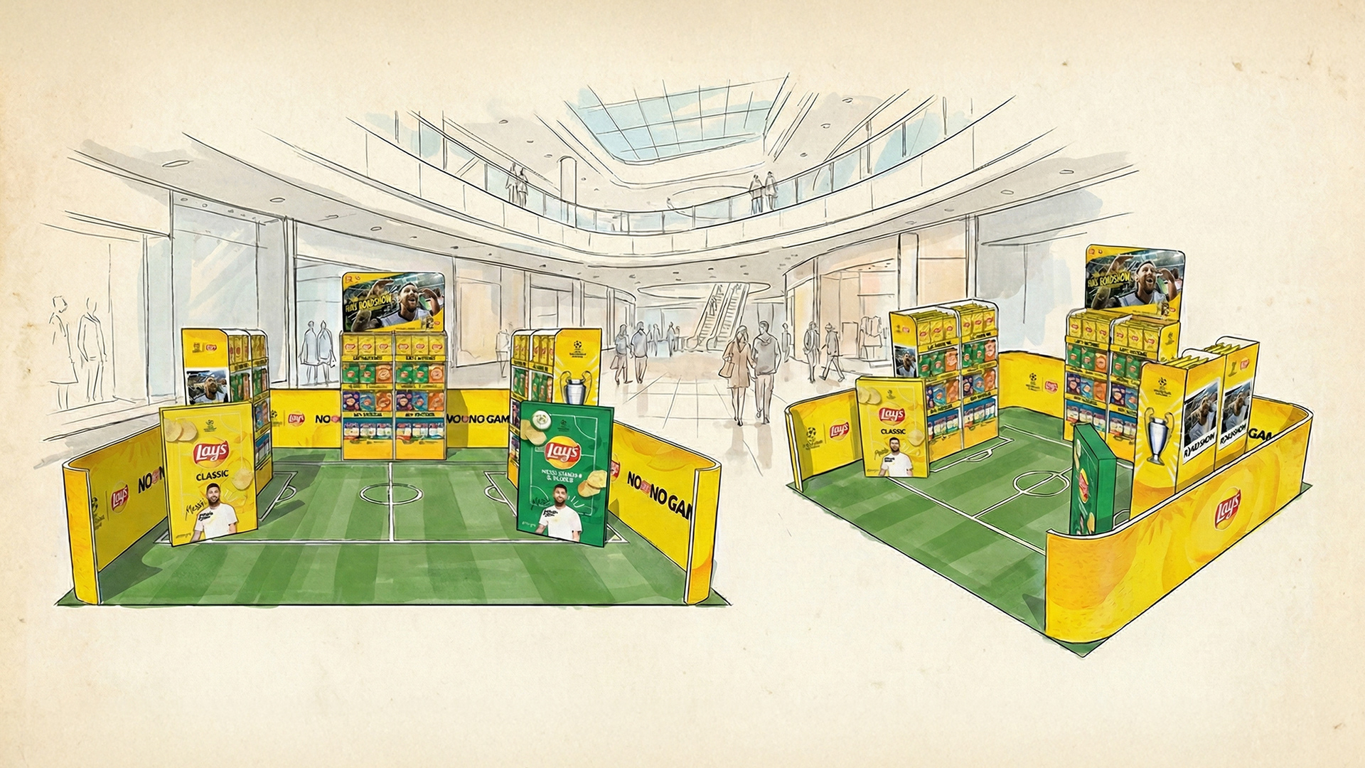 The roadshow activation — bringing the matchday environment to shoppers who can't make it to the stadium.