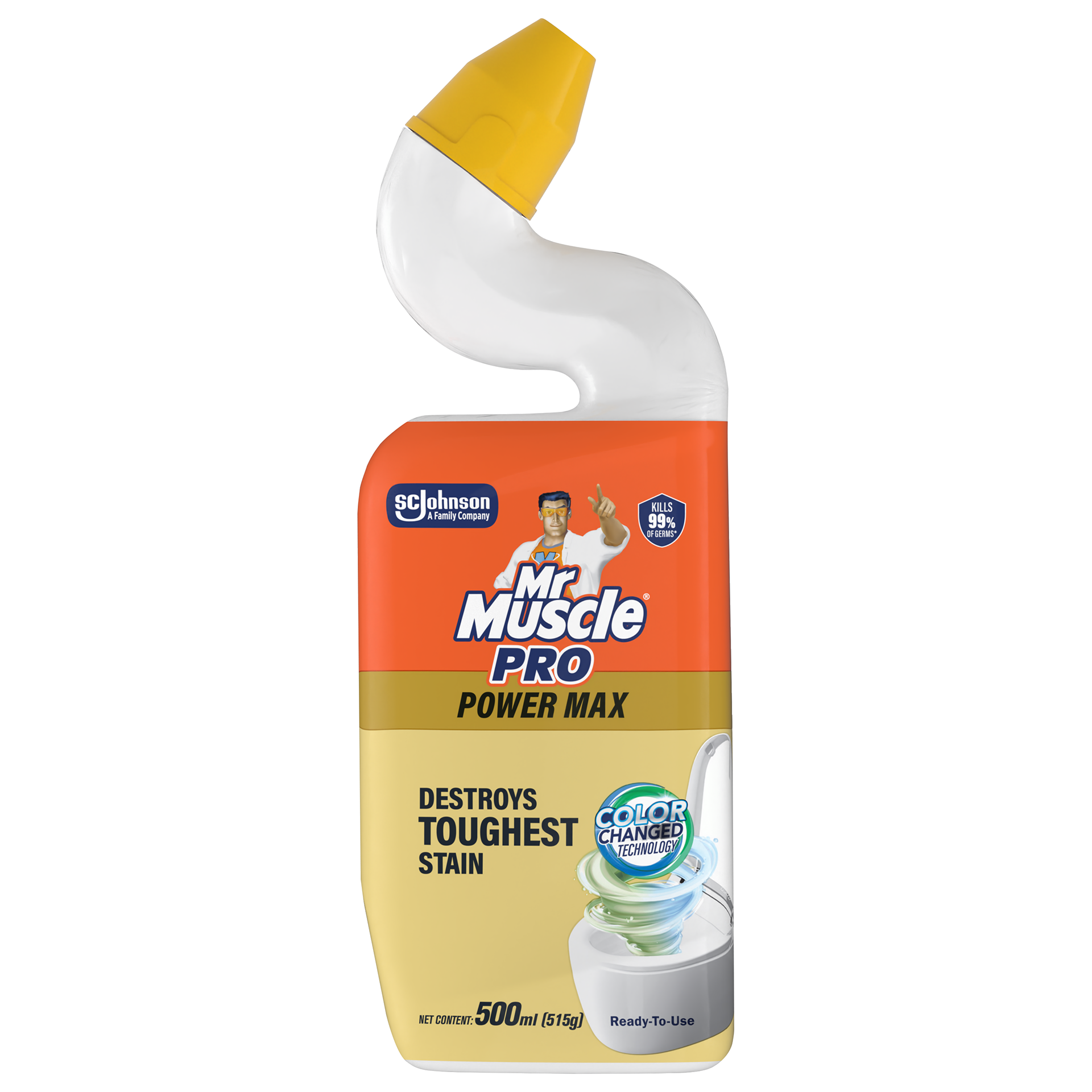 Power Max — Color-Changed Technology and Destroys Toughest Stain, benefit-first and unmistakably serious.