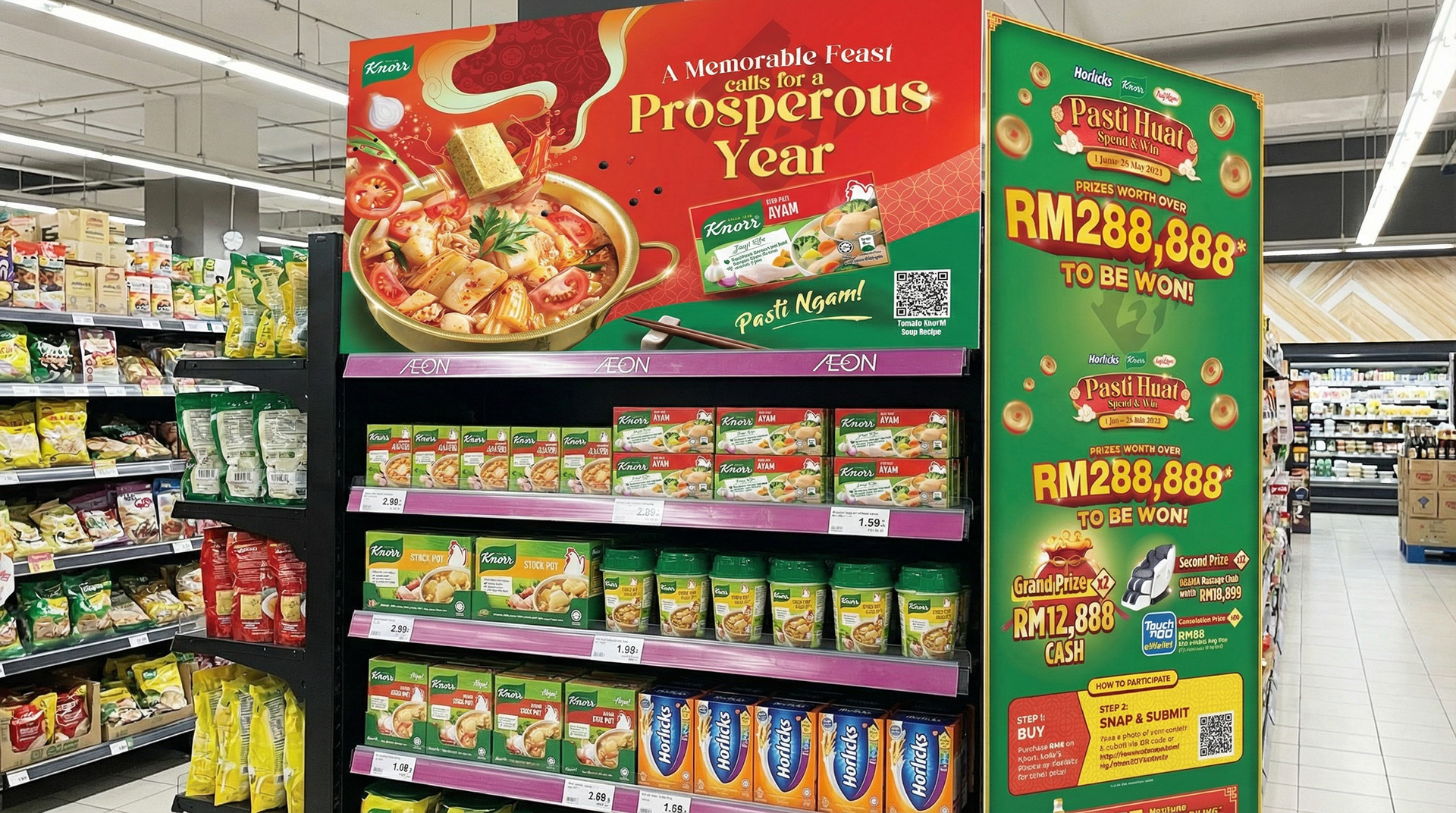 Knorr CNY 2025 festive key visual on gondola end - festive FMCG visual by Laugh Contagious