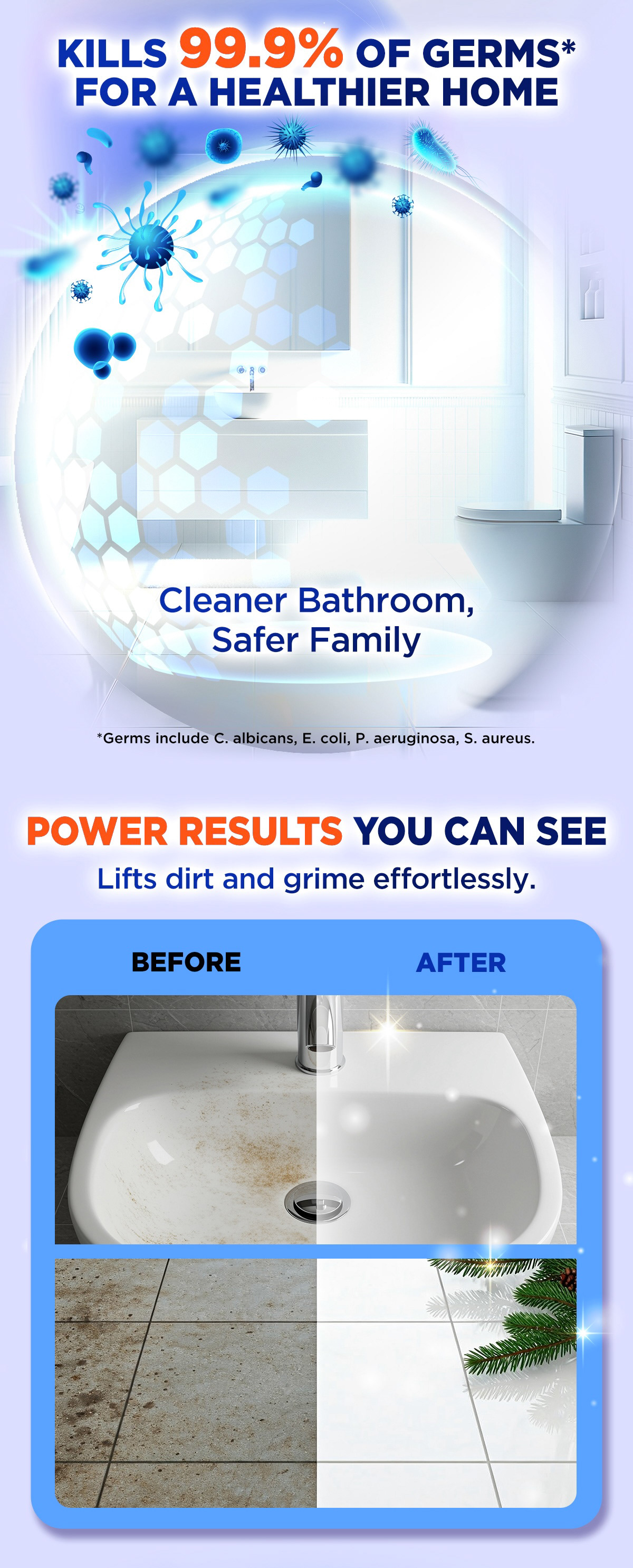 Before-and-after storytelling — the most direct way to prove a cleaning product works.