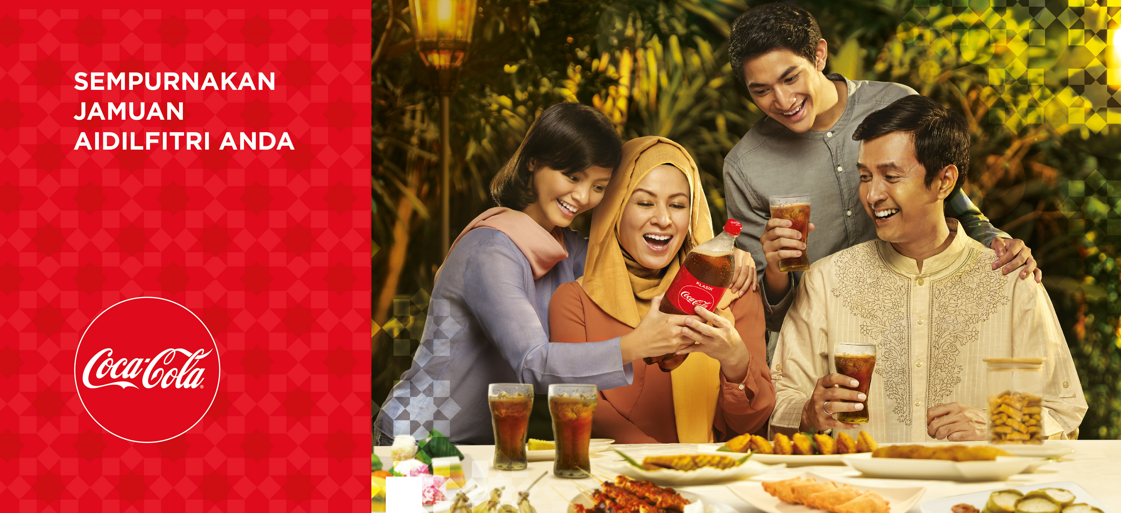 Coca-Cola Malaysia Ramadan campaign key visual — festive beverage FMCG design by Laugh Contagious