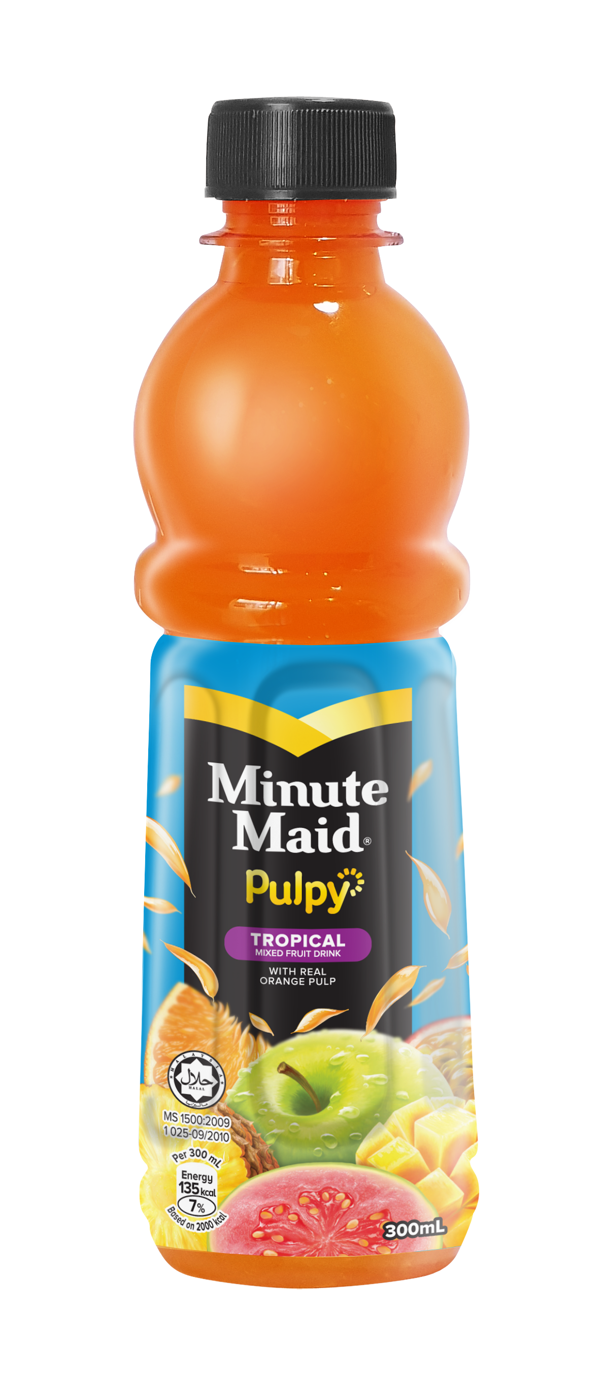 Tropical — a mixed fruit blend, purple-cued, instantly distinct while the brand block holds together.