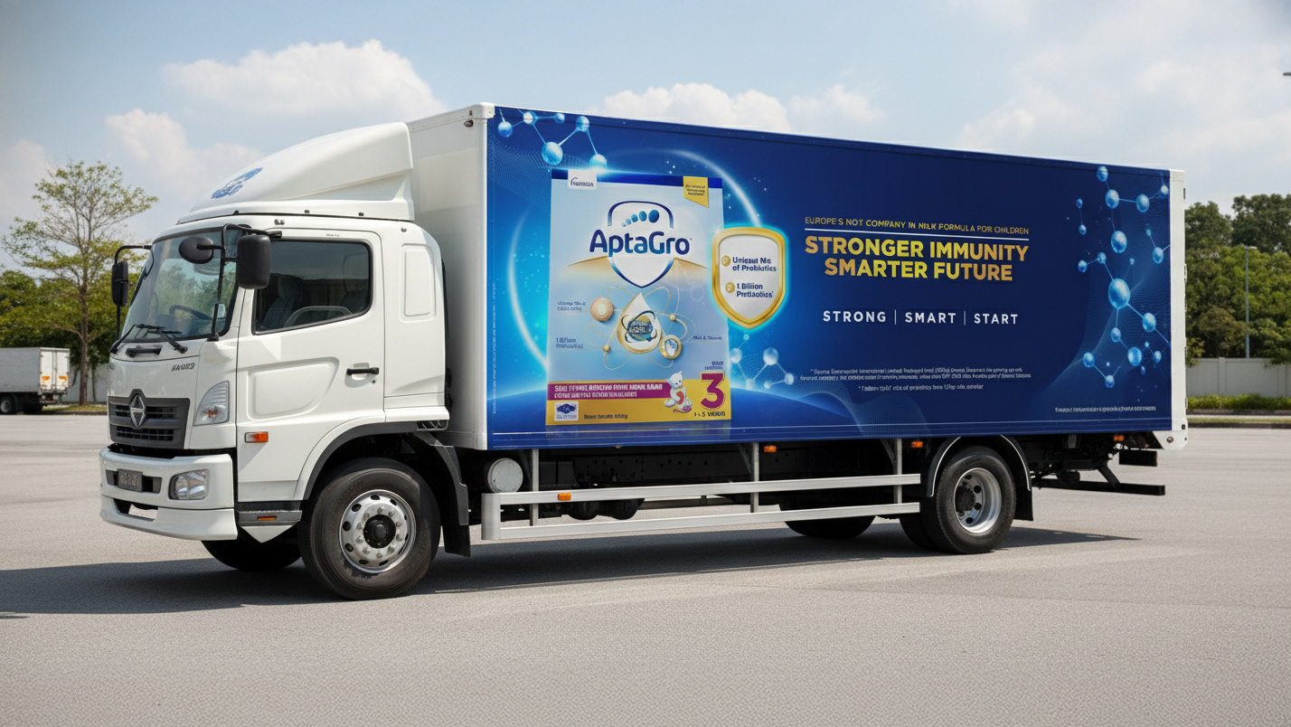 AptaGro 2021 lorry wrap - pediatric nutrition FMCG marketing Kuala Lumpur