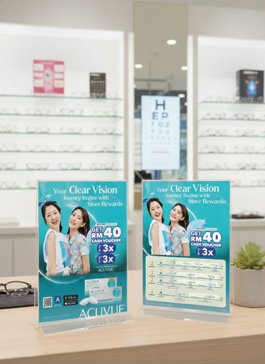 ACUVUE Q2 2025 in-store optical retail display — daily contact lens POSM by Laugh Contagious creative agency