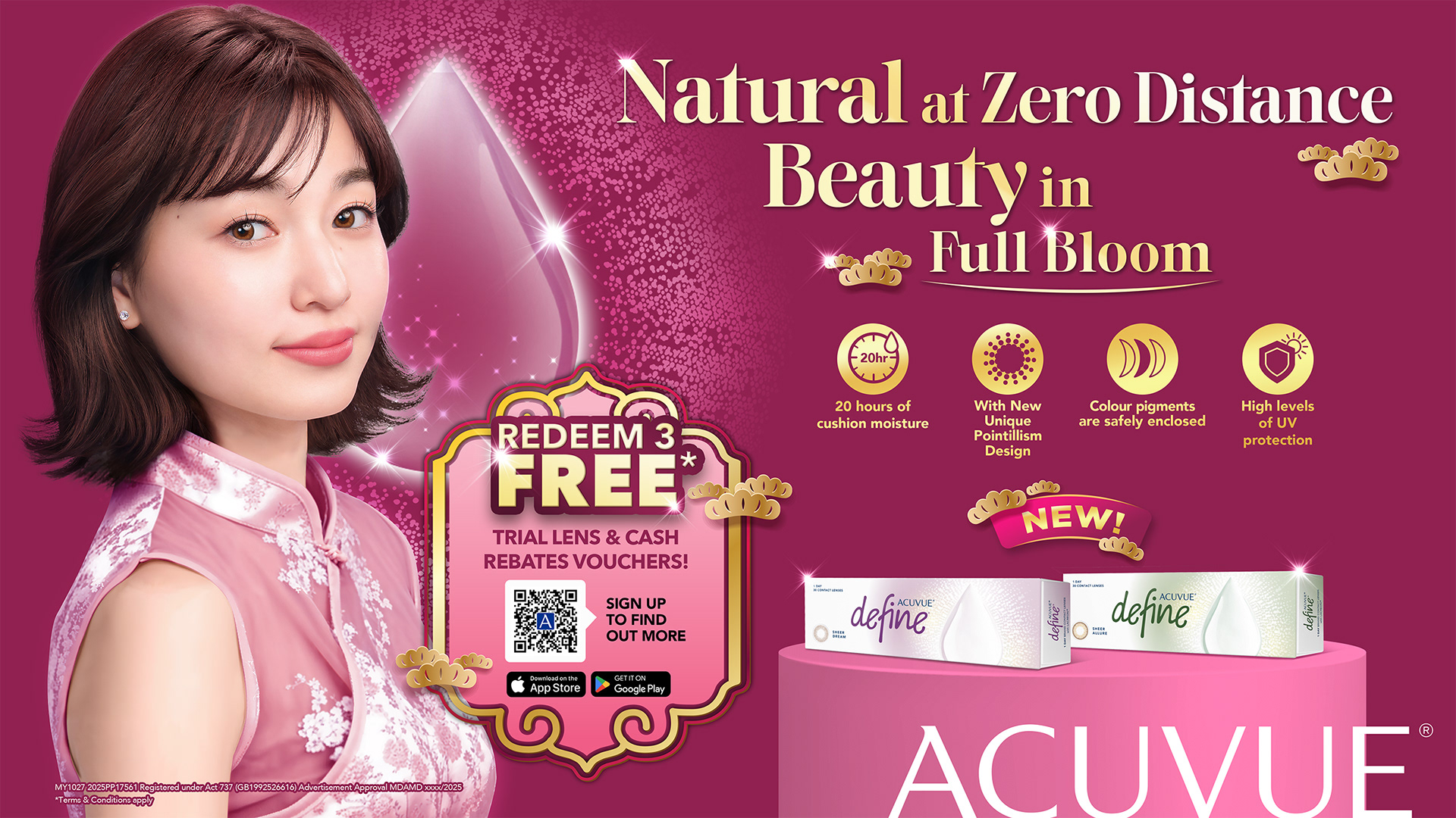 ACUVUE Define coloured contact lens CNY 2026 festive beauty campaign — coloured contact lens design Malaysia by creative agency Kuala Lumpur