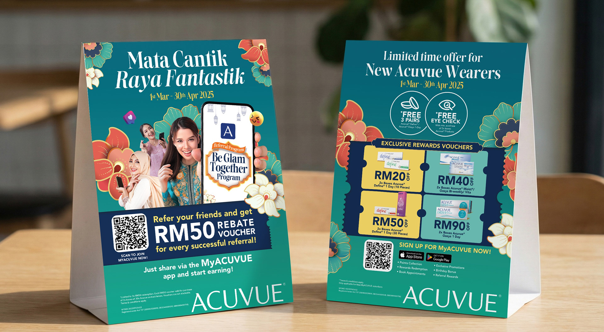 The tent card — designed for the in-store conversation between an ECP and a consumer mid-preparation.