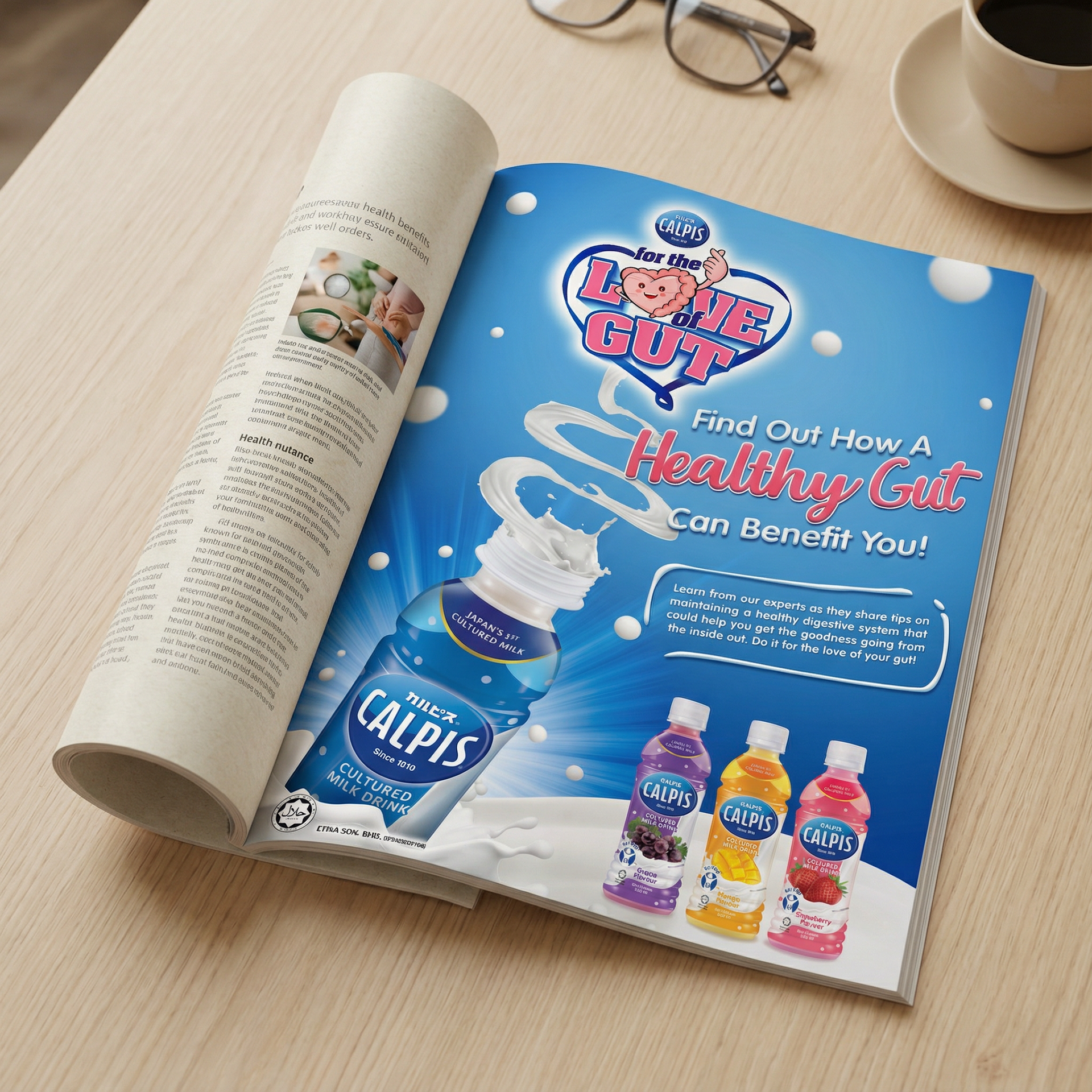 Calpis For The Love Of Gut dynamic milk splash visual — cultured milk FMCG campaign by Laugh Contagious