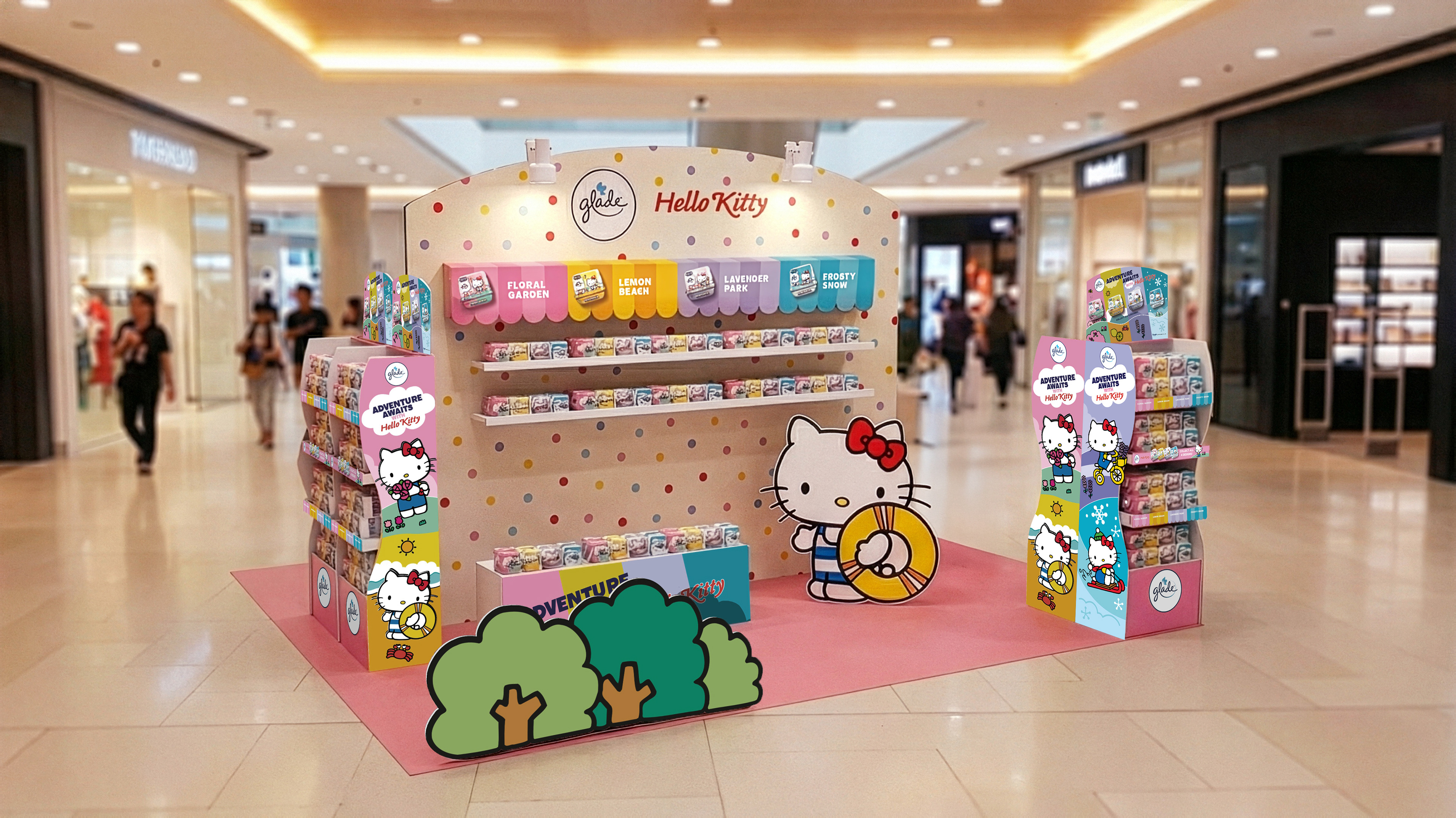 Roadshow activation — bringing the Glade x Hello Kitty universe to life as a physical, photographable space.
