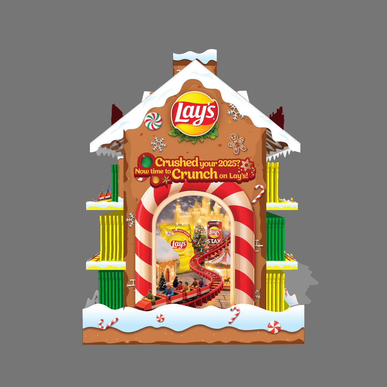 Lay's Christmas Block Display — a packaged-snack brand turned into a festive destination on the retail floor.