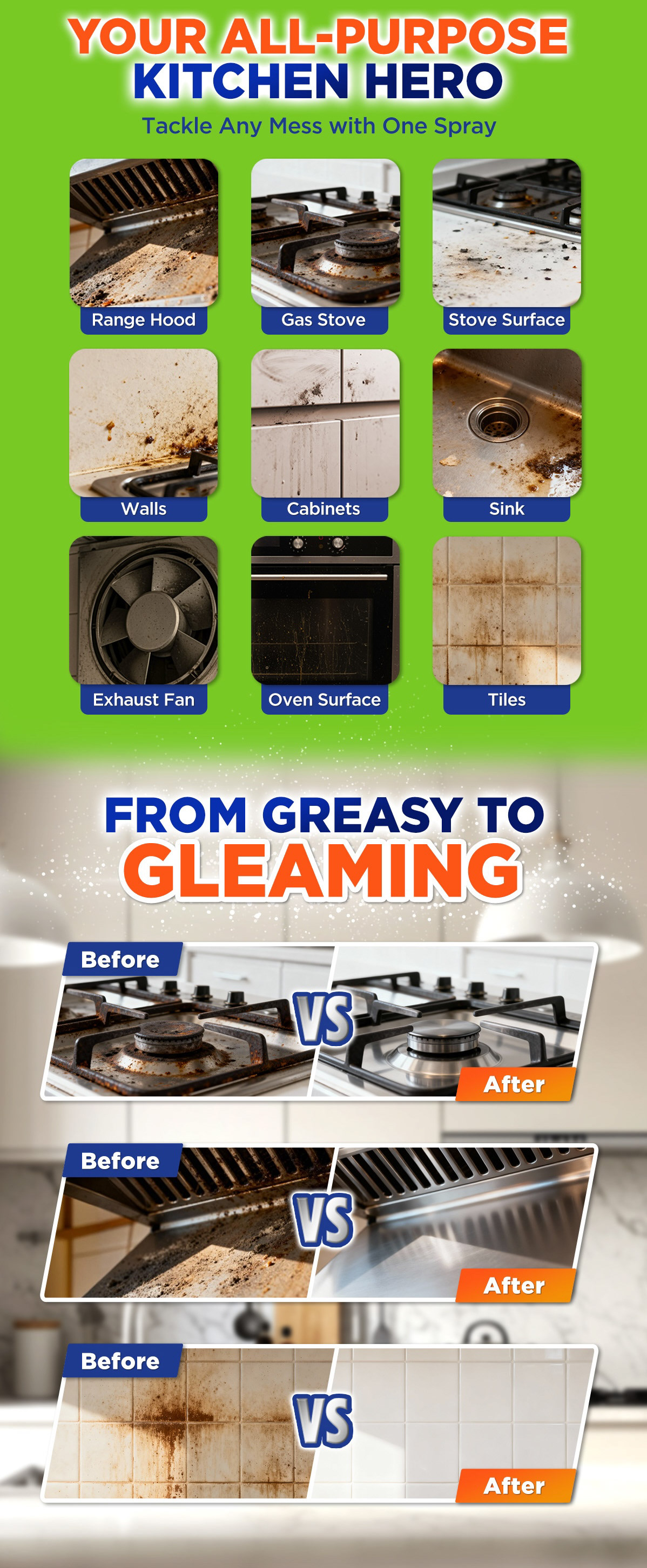 Before-and-after storytelling — the most direct way to prove a cleaning product works.
