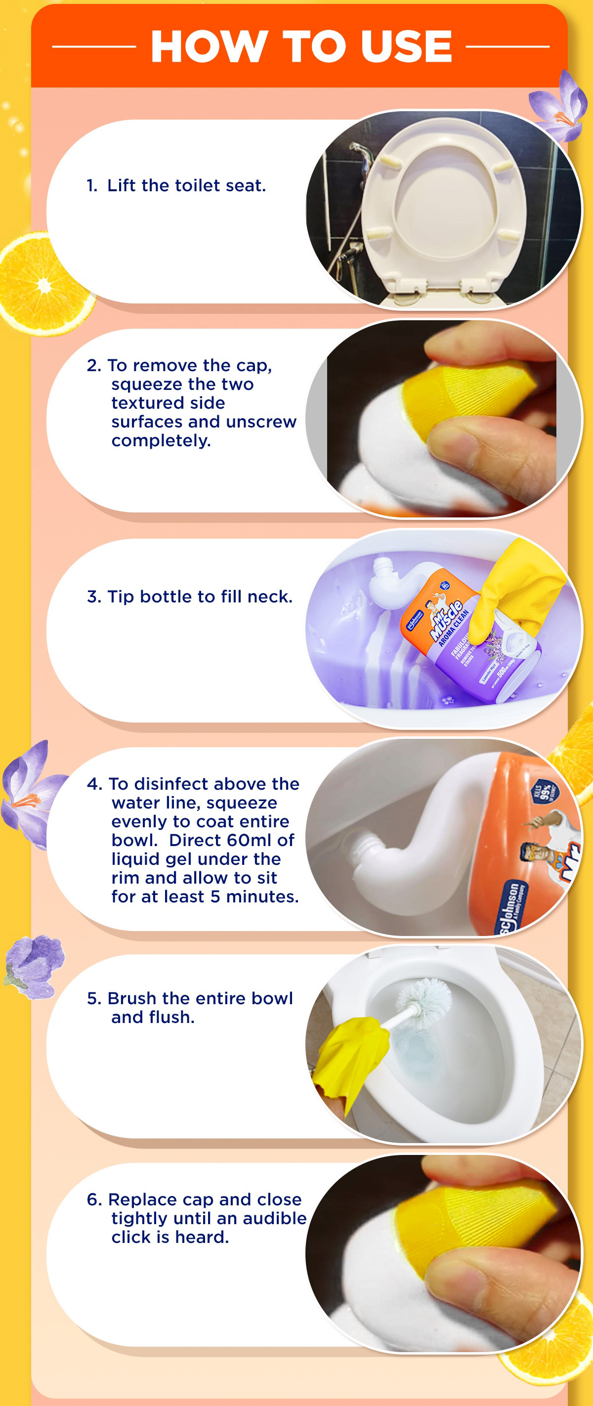 Usage-occasion content — helping a shopper match their specific mess to the right Mr Muscle solution.