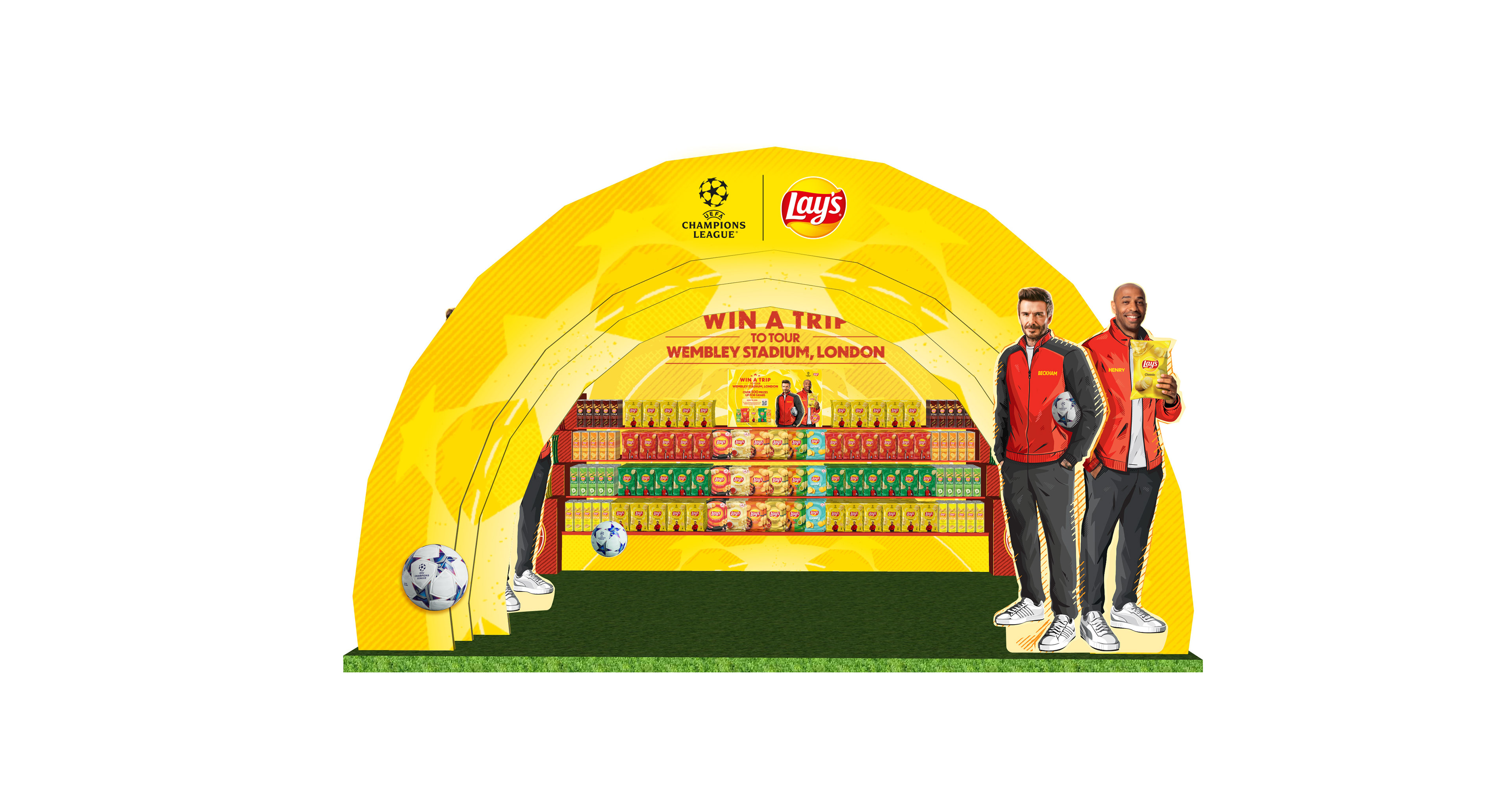 Lay's UCL 2024 stadium tunnel sculptural POSM structure — UEFA Champions League activation by Laugh Contagious Malaysia